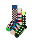 Happy Socks Κάλτσες 'Check It Out' κρεμ / μπλε / κίτρινο νέον / offwhite - Pepit.gr