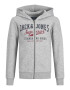 Jack & Jones Junior Ζακέτα φούτερ 'Logo' γκρι μελανζέ / κόκκινο / μαύρο - Pepit.gr