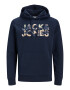 JACK & JONES Μπλούζα φούτερ 'Jeff' ναυτικό μπλε / πράσινο / βερικοκί / λευκό - Pepit.gr