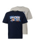 JACK & JONES Μπλουζάκι 'DUST' ναυτικό μπλε / γκρι / πορτοκαλί / λευκό - Pepit.gr