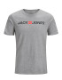 JACK & JONES Μπλουζάκι γκρι μελανζέ / κόκκινο παστέλ / μαύρο - Pepit.gr