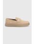 Calvin Klein Δερμάτινα μοκασίνια HM0HM00991 LOW TOP MOC HYBRID SUE χρώμα: μπεζ - Pepit.gr