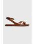 Calvin Klein Δερμάτινα σανδάλια ALMOND SANDAL χρώμα: καφέ HW0HW01463 - Pepit.gr