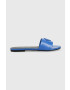 Calvin Klein Jeans Δερμάτινες παντόφλες FLAT SANDAL STRAP HW - Pepit.gr