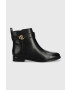 Lauren Ralph Lauren Δερμάτινες μπότες Burnished Calf γυναικεία χρώμα: μαύρο - Pepit.gr