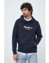 Pepe Jeans Βαμβακερή μπλούζα Edward Hoodie χρώμα: ναυτικό μπλε με κουκούλα - Pepit.gr