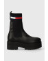 Tommy Jeans Δερμάτινες μπότες τσέλσι TJW FLATFORM CHELSEA SOCK - Pepit.gr