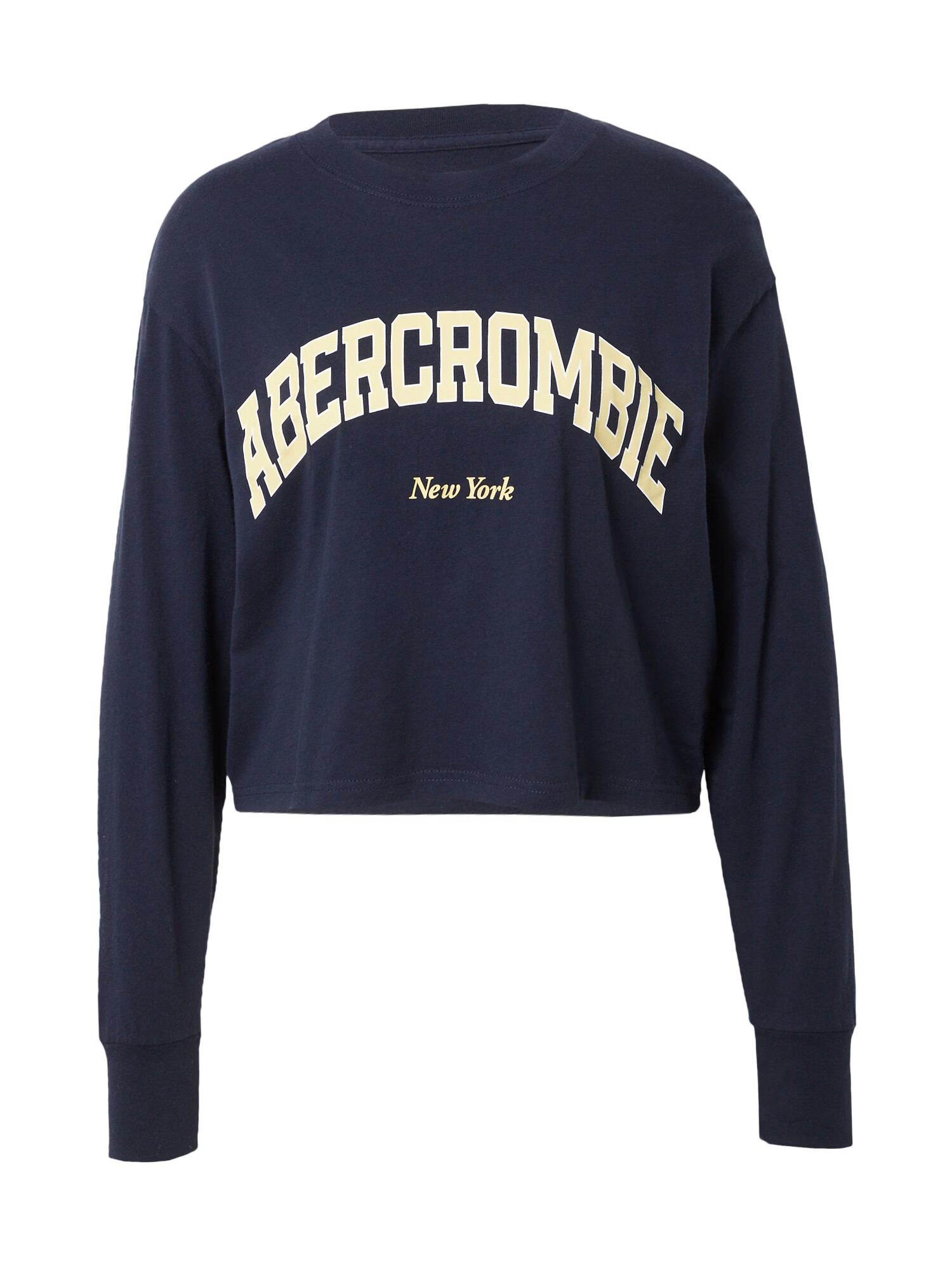 Abercrombie & Fitch Μπλουζάκι ανοικτό μπεζ / ναυτικό μπλε / λευκό - Pepit.gr