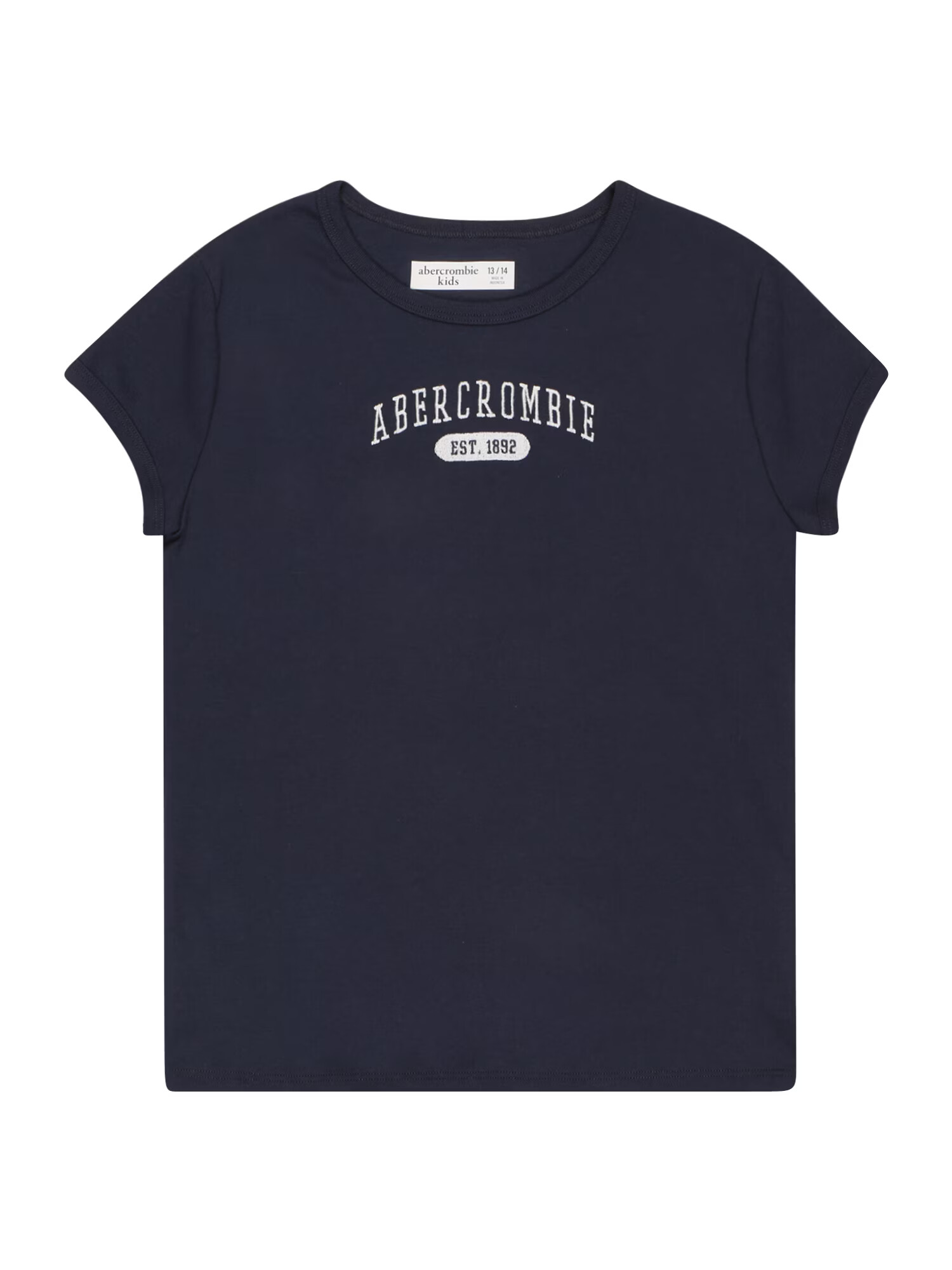 Abercrombie & Fitch Μπλουζάκι 'ESSENTIALS' σκούρο μπλε / λευκό - Pepit.gr