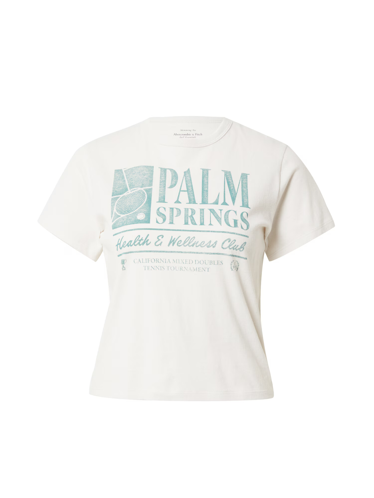 Abercrombie & Fitch Μπλουζάκι 'PALM SPRINGS' μπλε παστέλ / λευκό - Pepit.gr