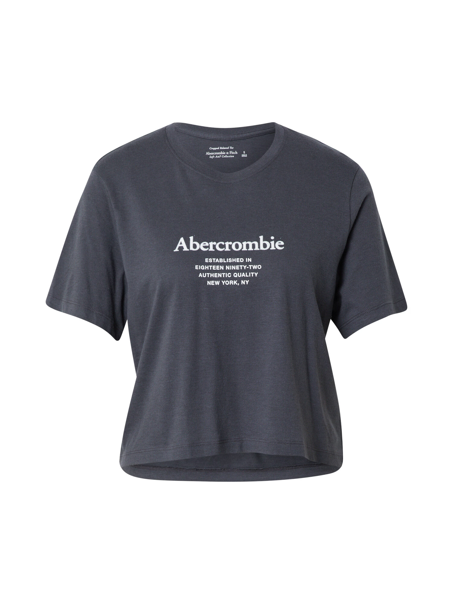 Abercrombie & Fitch Μπλουζάκι σκούρο γκρι / λευκό - Pepit.gr