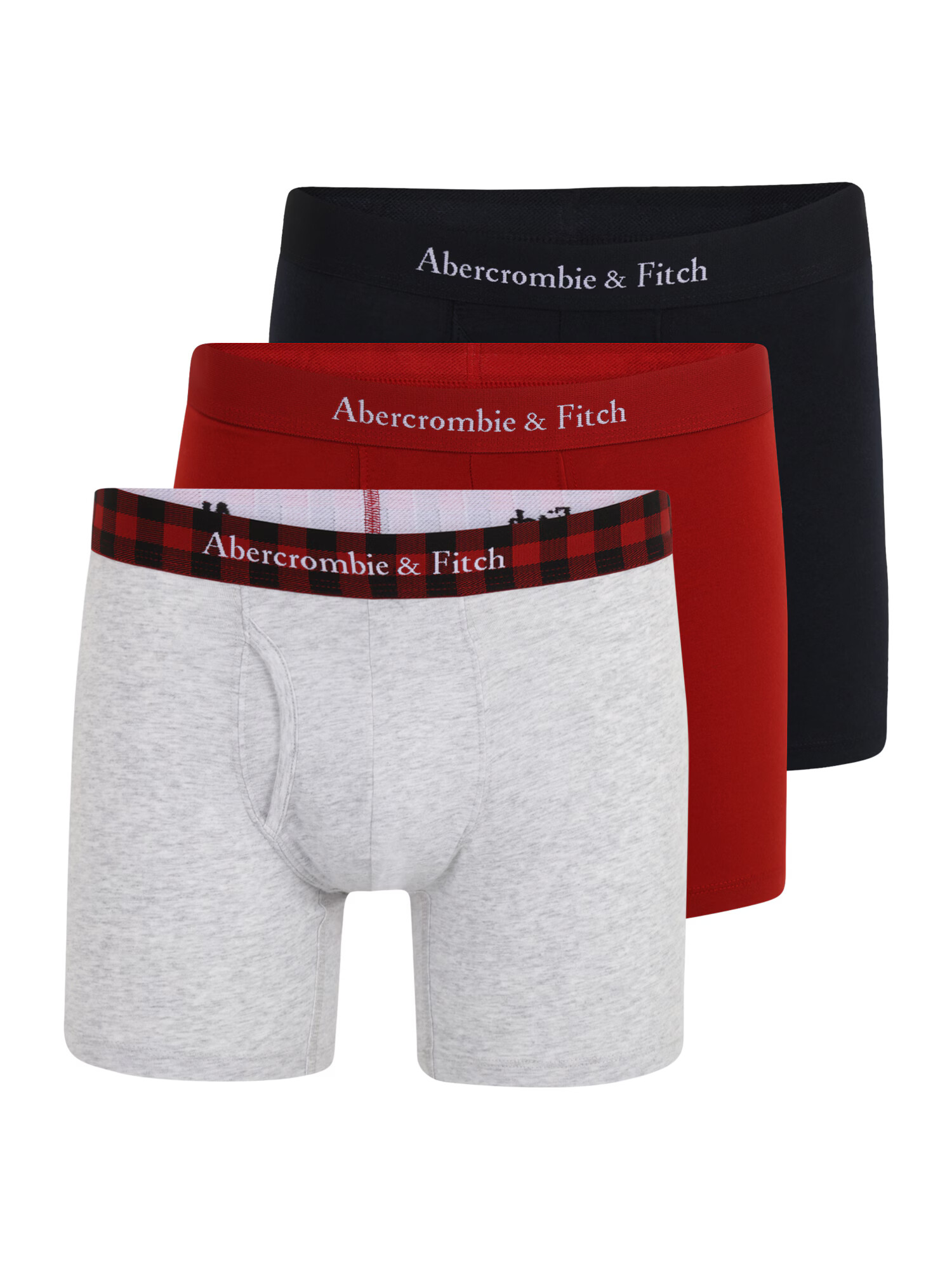 Abercrombie & Fitch Μποξεράκι 'HOLIDAY' γκρι μελανζέ / κόκκινο / μαύρο / λευκό - Pepit.gr