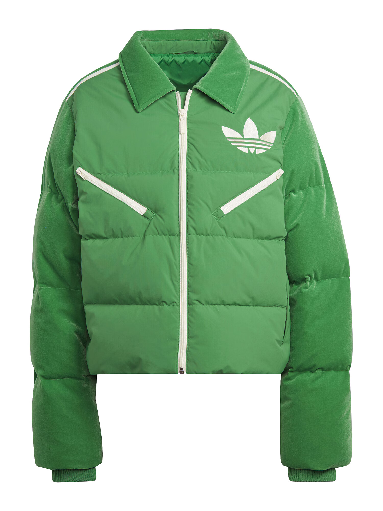 ADIDAS ORIGINALS Χειμερινό μπουφάν 'Adicolor 70S Velvet ' πράσινο / λευκό - Pepit.gr