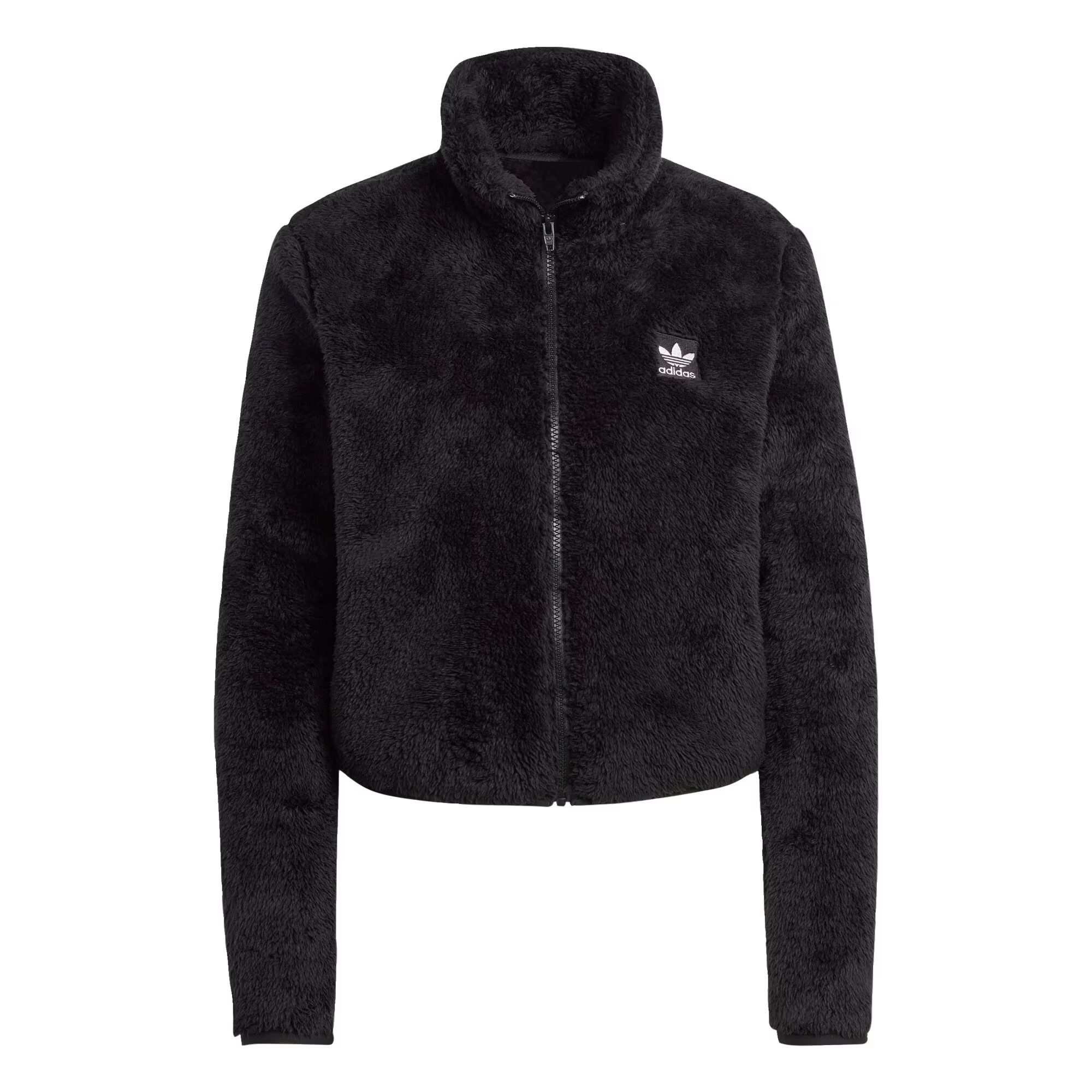 ADIDAS ORIGINALS Ζακέτα φλις 'Essentials+ Fluffy Teddy Zip' μαύρο / λευκό - Pepit.gr