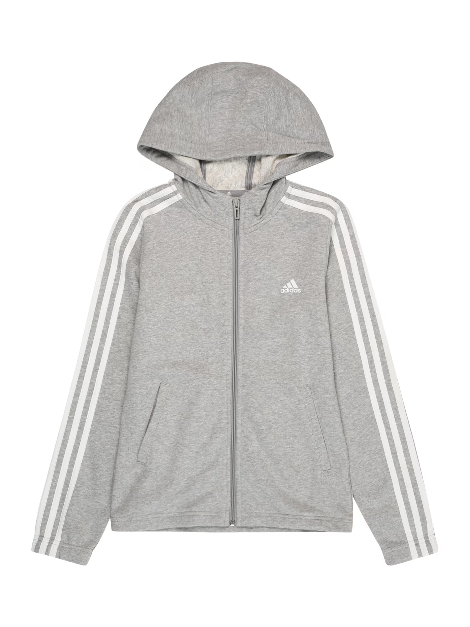 ADIDAS SPORTSWEAR Αθλητική ζακέτα φούτερ 'Essentials 3-Stripes ' γκρι μελανζέ / λευκό - Pepit.gr