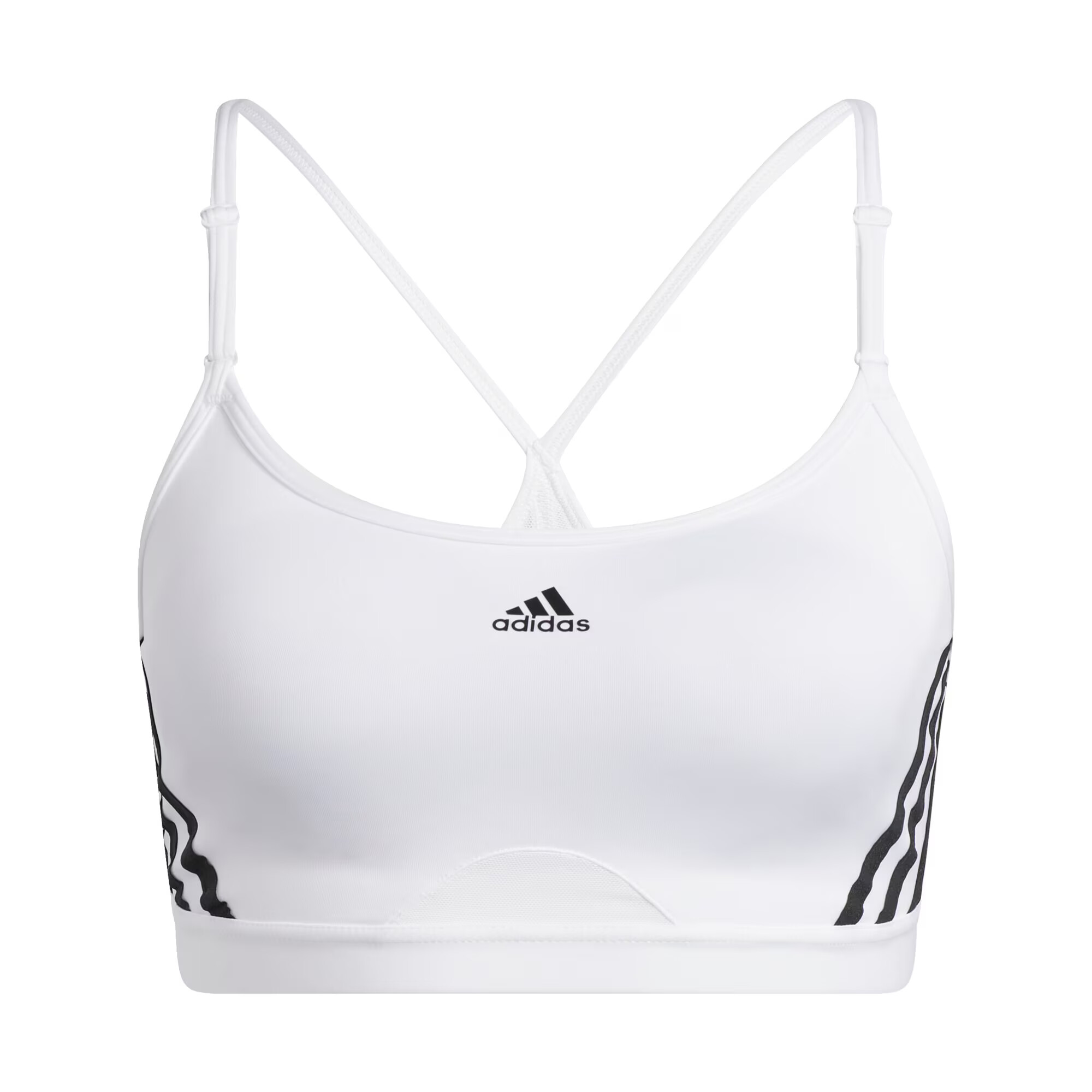 ADIDAS SPORTSWEAR Αθλητικό σουτιέν 'Aeroreact Light-Support 3-Stripes' μαύρο / λευκό - Pepit.gr