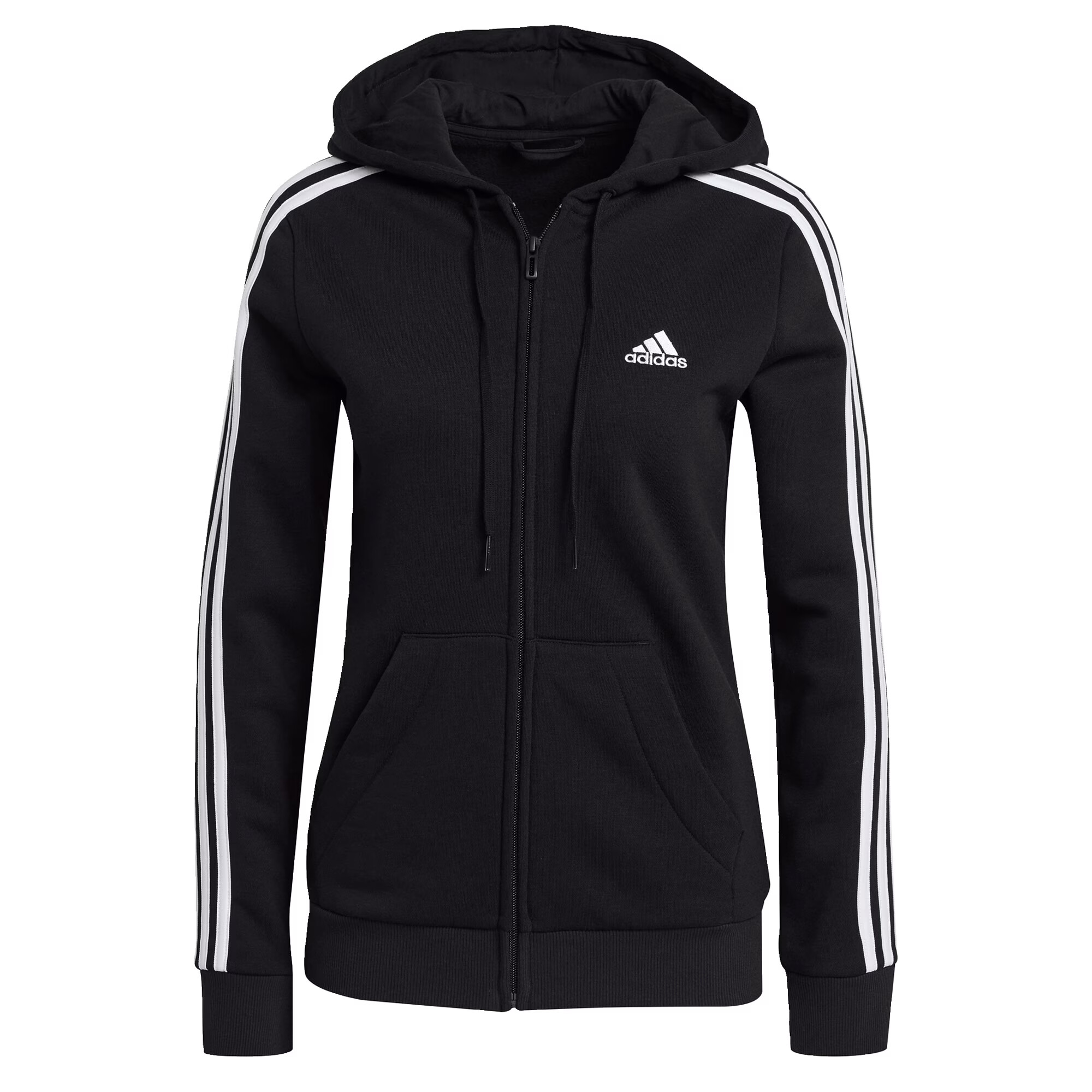 ADIDAS SPORTSWEAR Αθλητική ζακέτα φούτερ 'Essentials Fleece 3-Stripes ' μαύρο / λευκό - Pepit.gr