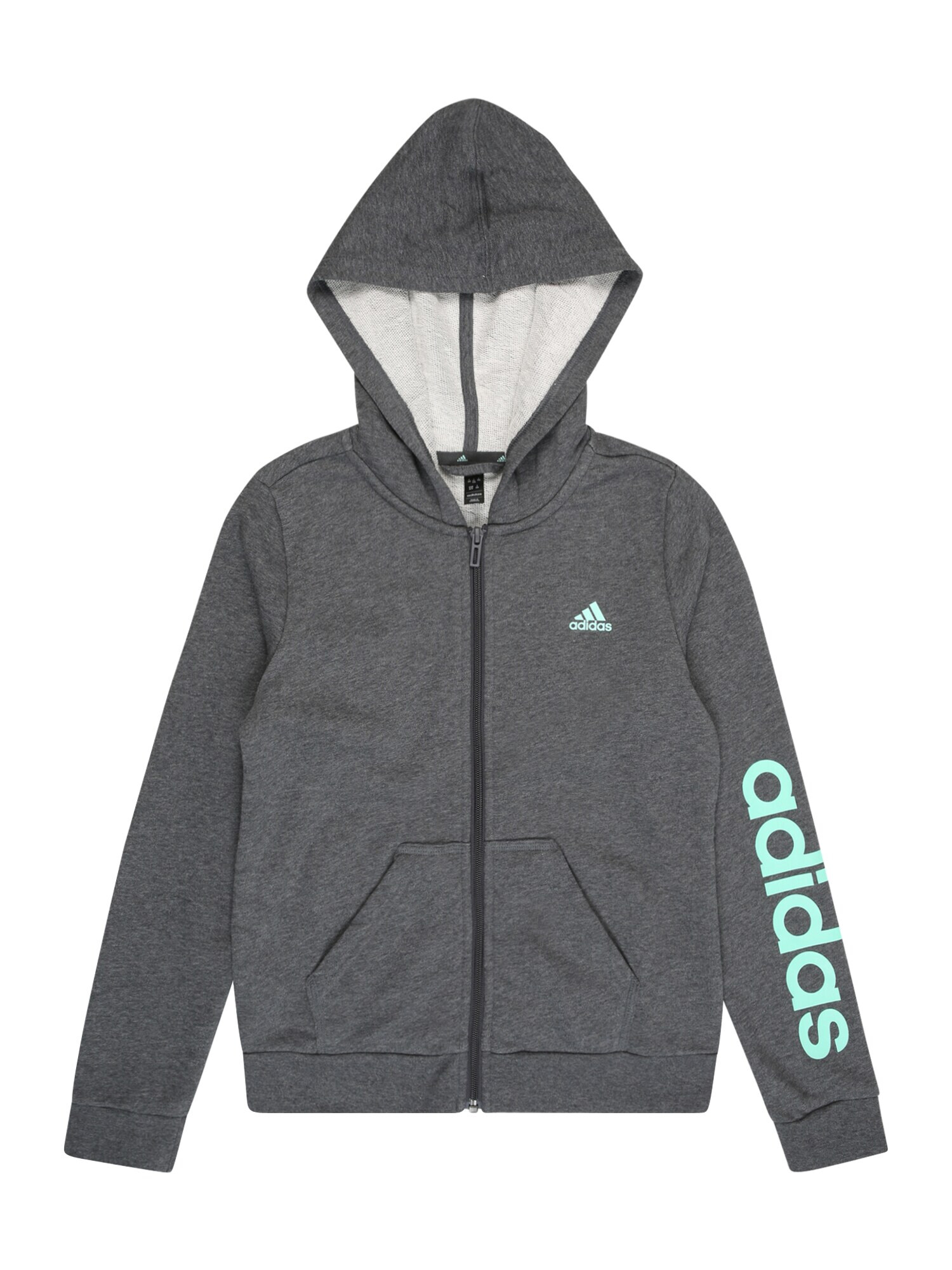 ADIDAS SPORTSWEAR Αθλητική ζακέτα φούτερ 'Essentials Linear Logo ' γκρι μελανζέ / μέντα - Pepit.gr