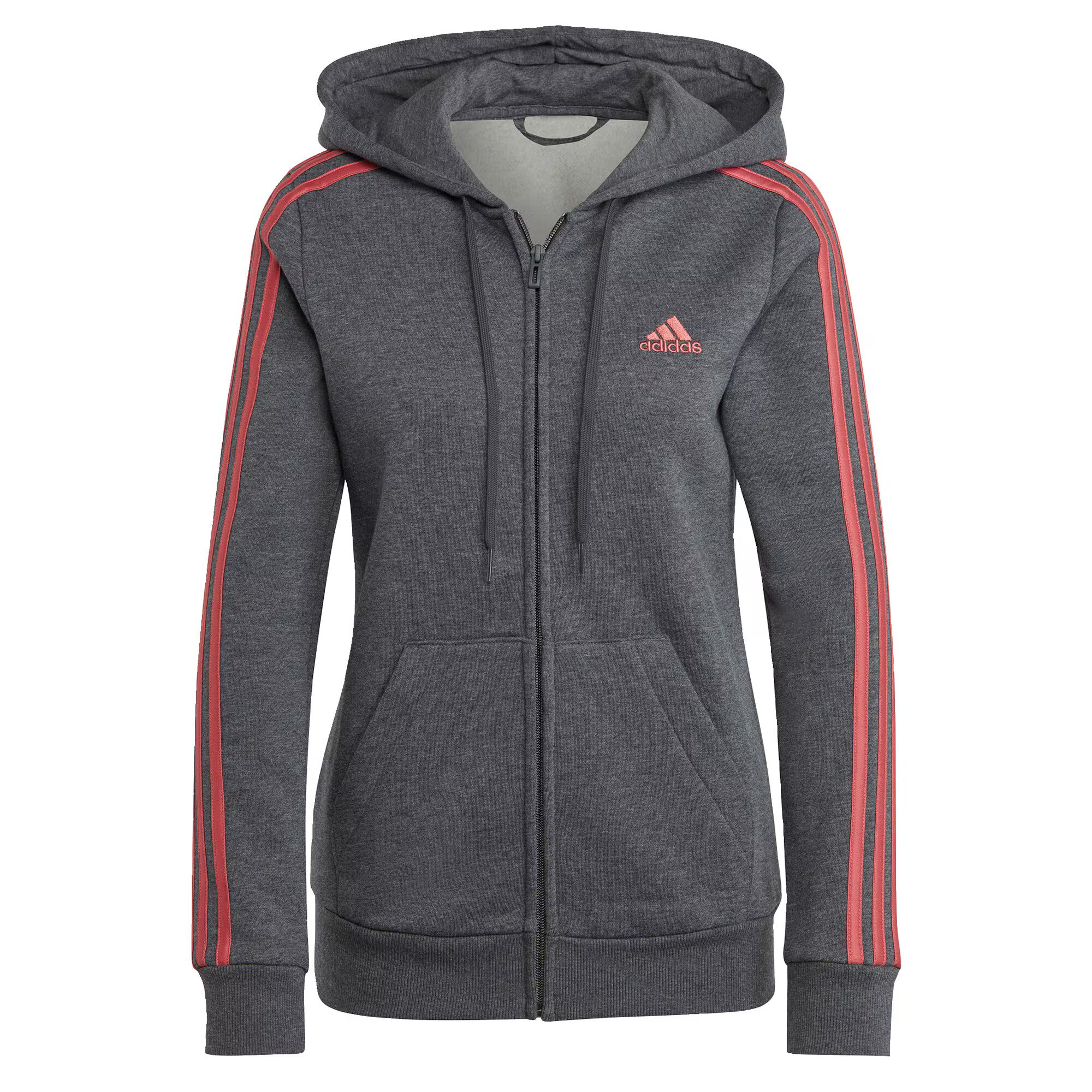 ADIDAS SPORTSWEAR Αθλητική ζακέτα φούτερ γκρι μελανζέ / ροζ - Pepit.gr