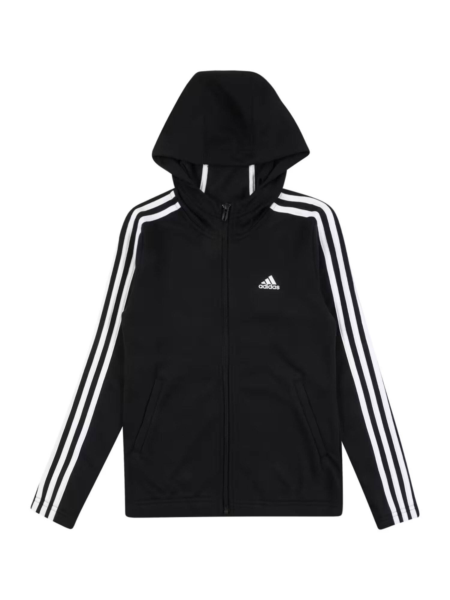 ADIDAS SPORTSWEAR Αθλητική ζακέτα φούτερ μαύρο / λευκό - Pepit.gr