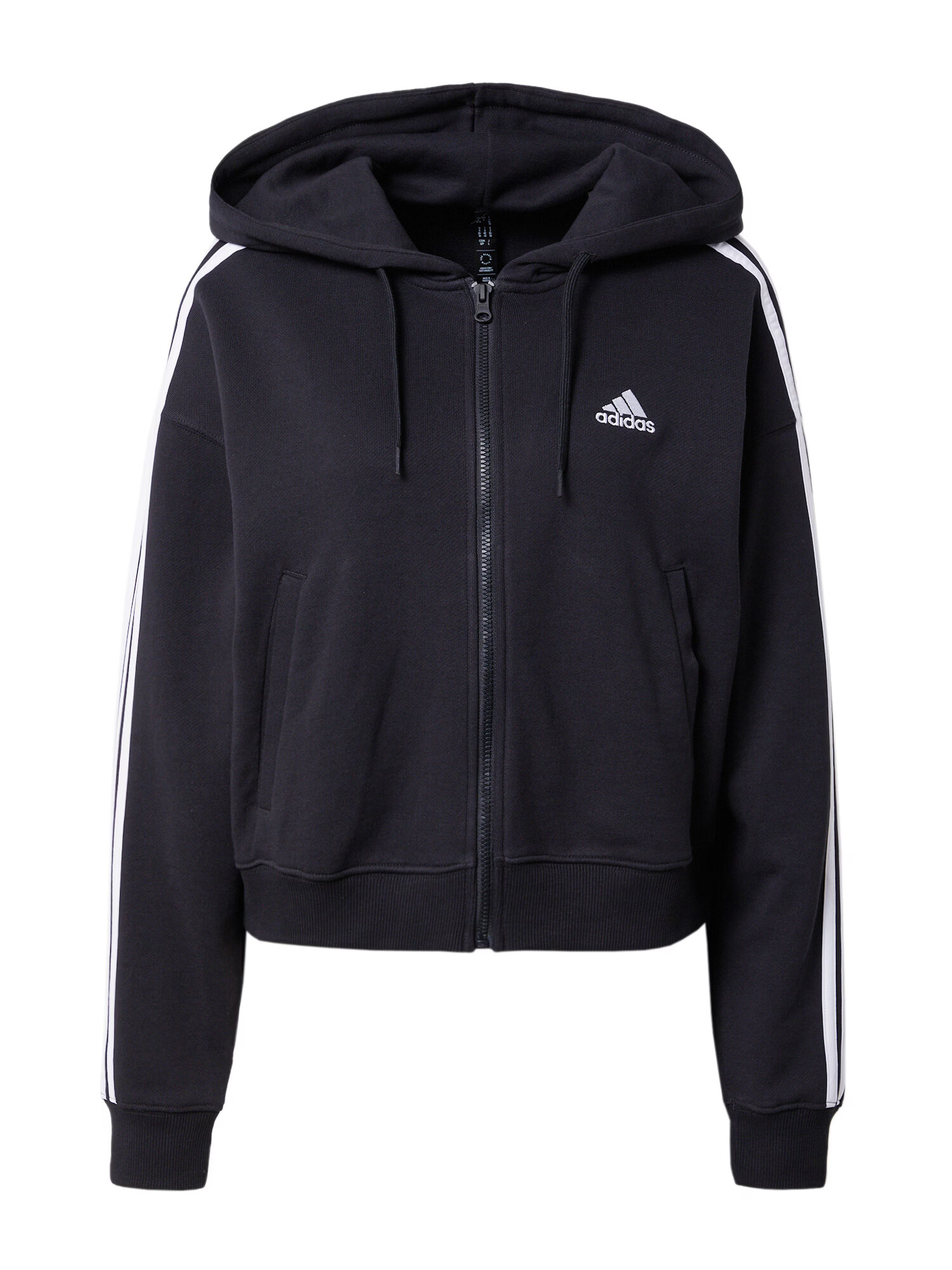 ADIDAS SPORTSWEAR Αθλητική ζακέτα φούτερ 'Essentials 3-Stripes French Terry ' μαύρο / λευκό - Pepit.gr