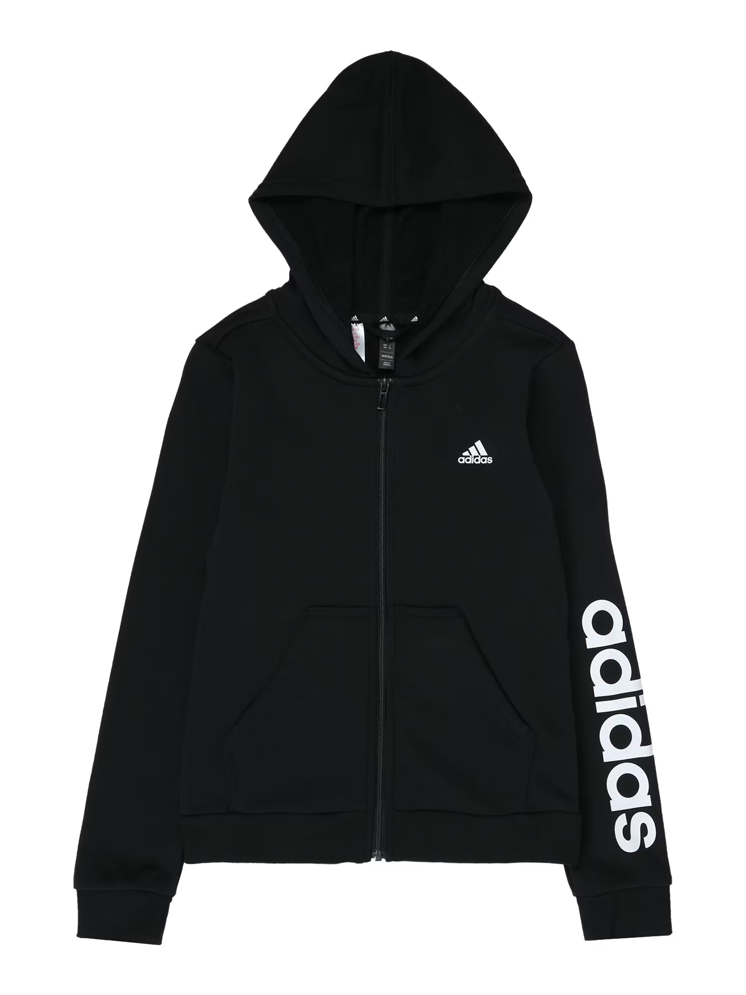 ADIDAS SPORTSWEAR Αθλητική ζακέτα φούτερ μαύρο / λευκό - Pepit.gr