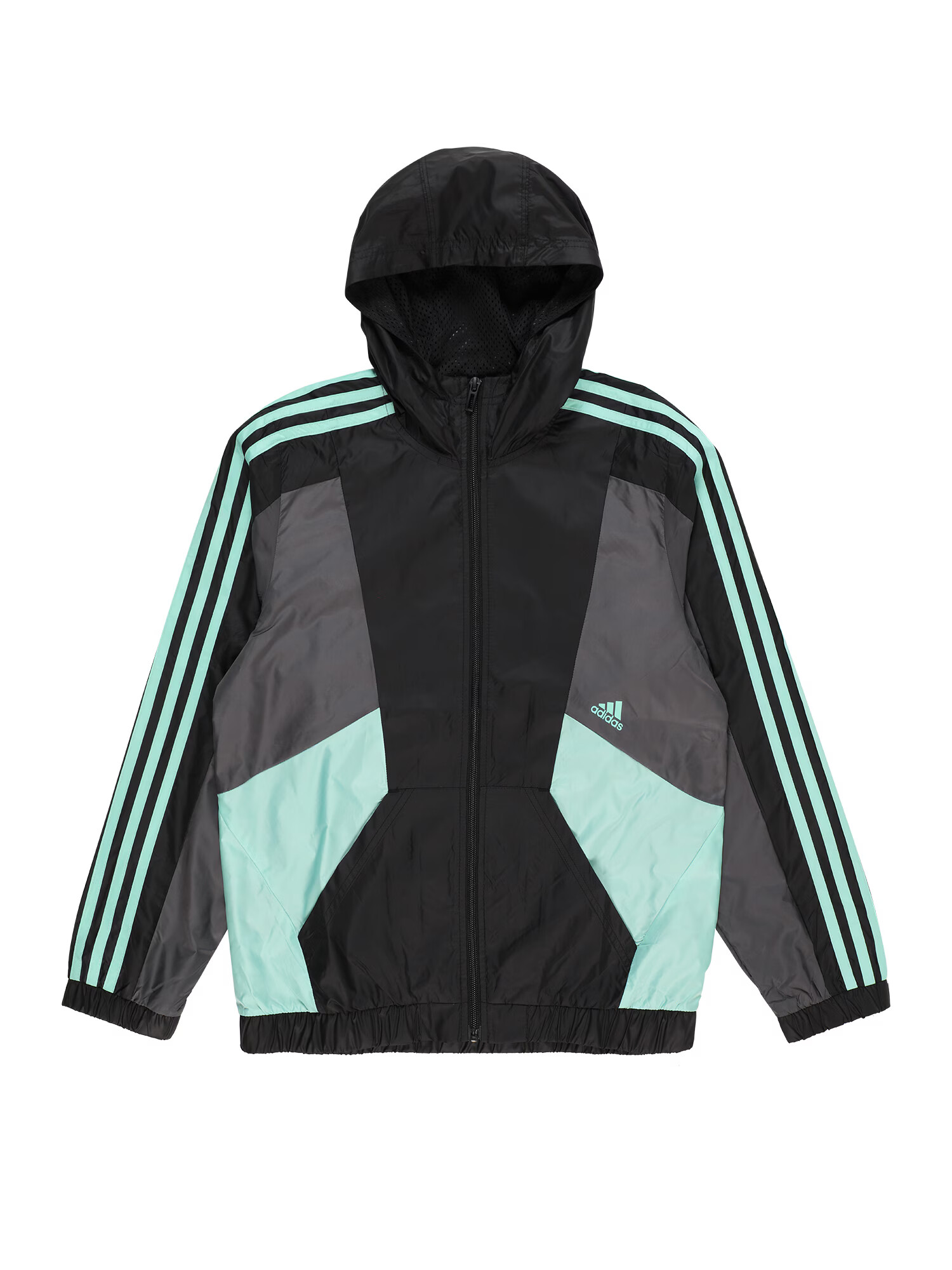 ADIDAS SPORTSWEAR Αθλητικό μπουφάν 'Colorblock 3-Stripes Fit' τιρκουάζ / σκούρο γκρι / μαύρο - Pepit.gr