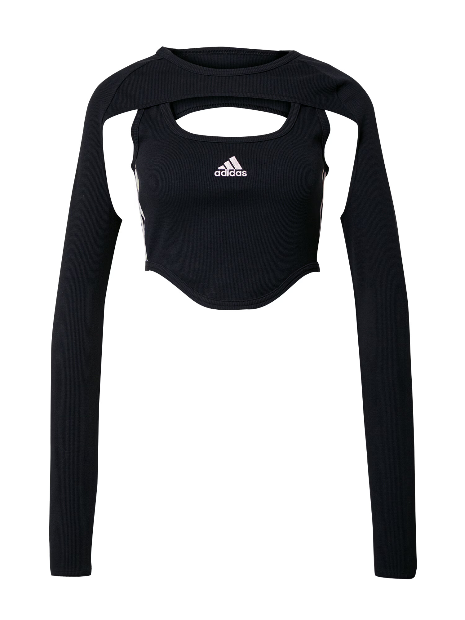 ADIDAS SPORTSWEAR Αθλητικό τοπ 'Dance 3-Stripes Ribbed Fitted With Detachable Sleeves' μαύρο / λευκό - Pepit.gr