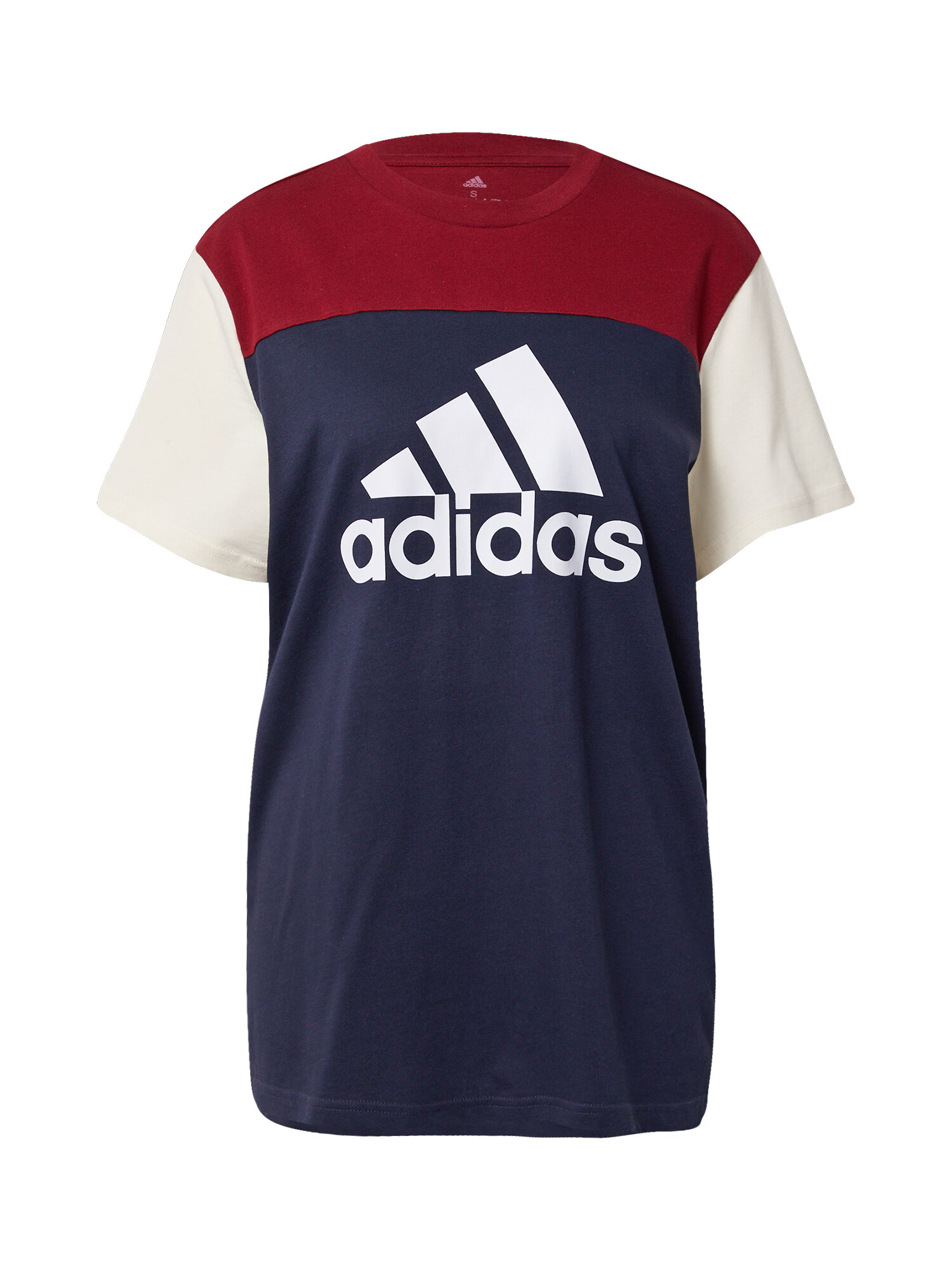 ADIDAS SPORTSWEAR Λειτουργικό μπλουζάκι 'Essentials Colorblock Logo' μπεζ / σκούρο μπλε / βουργουνδί / λευκό - Pepit.gr