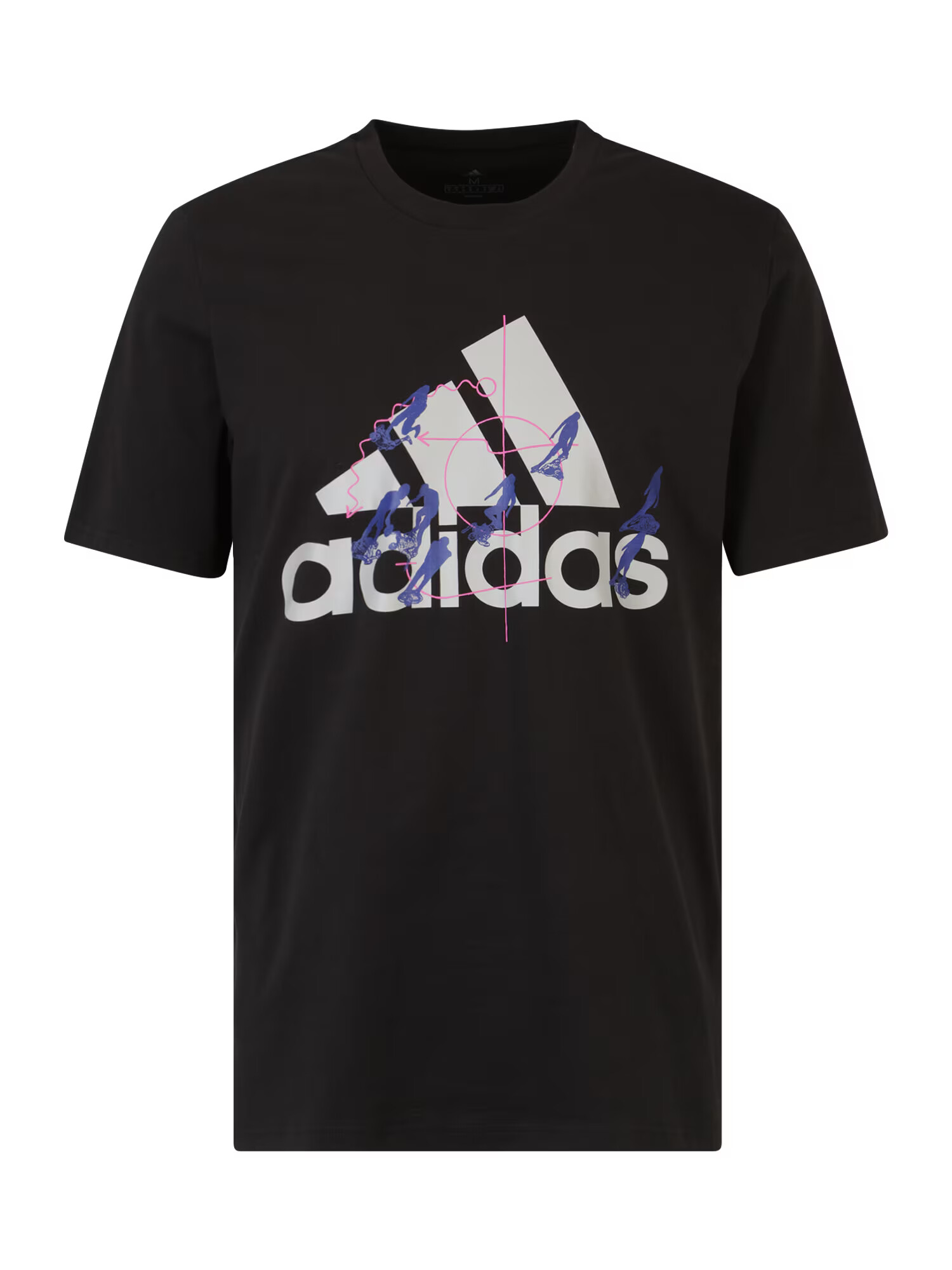 ADIDAS SPORTSWEAR Λειτουργικό μπλουζάκι 'Motion Badge of Sport Graphic' μπλε / ροζ / μαύρο / λευκό - Pepit.gr