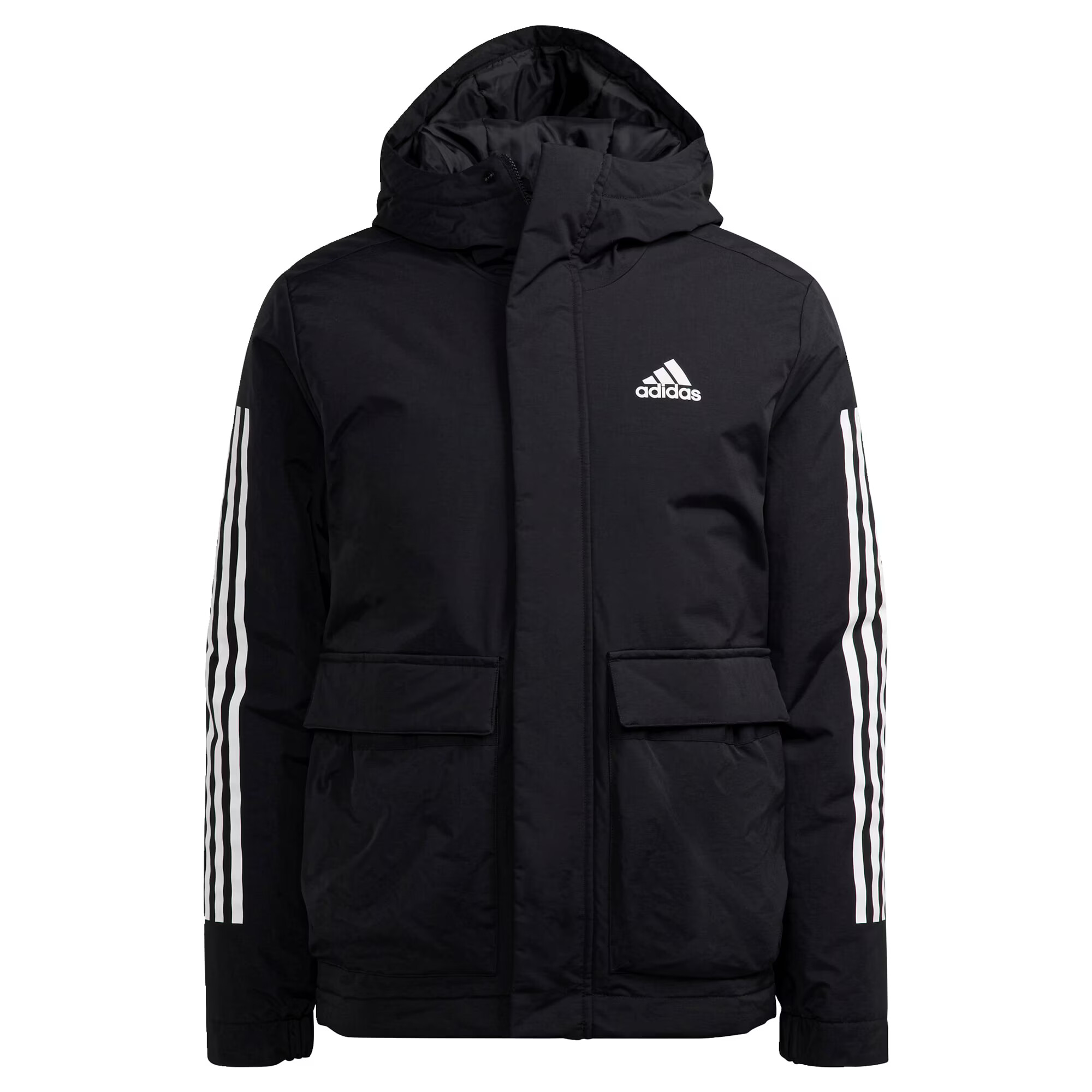 ADIDAS SPORTSWEAR Μπουφάν πεζοπορίας 'Utilitas 3-Stripes ' μαύρο / λευκό - Pepit.gr