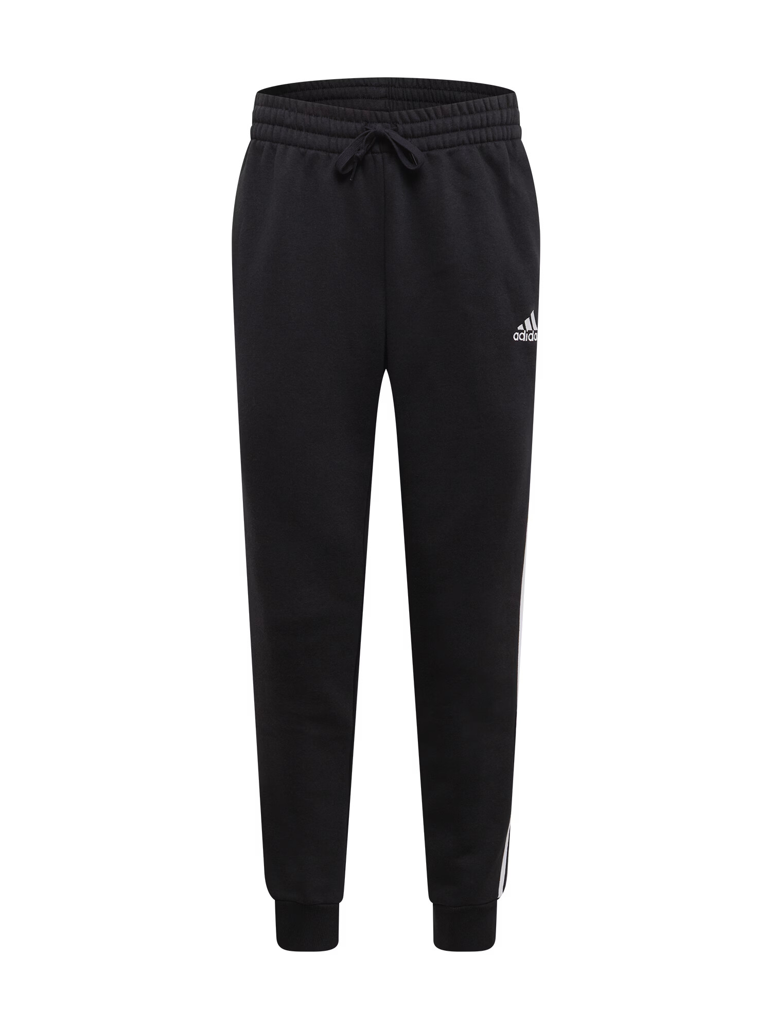 ADIDAS SPORTSWEAR Παντελόνι φόρμας 'Essentials Fleece Tapered Cuff 3-Stripes' μαύρο / λευκό - Pepit.gr