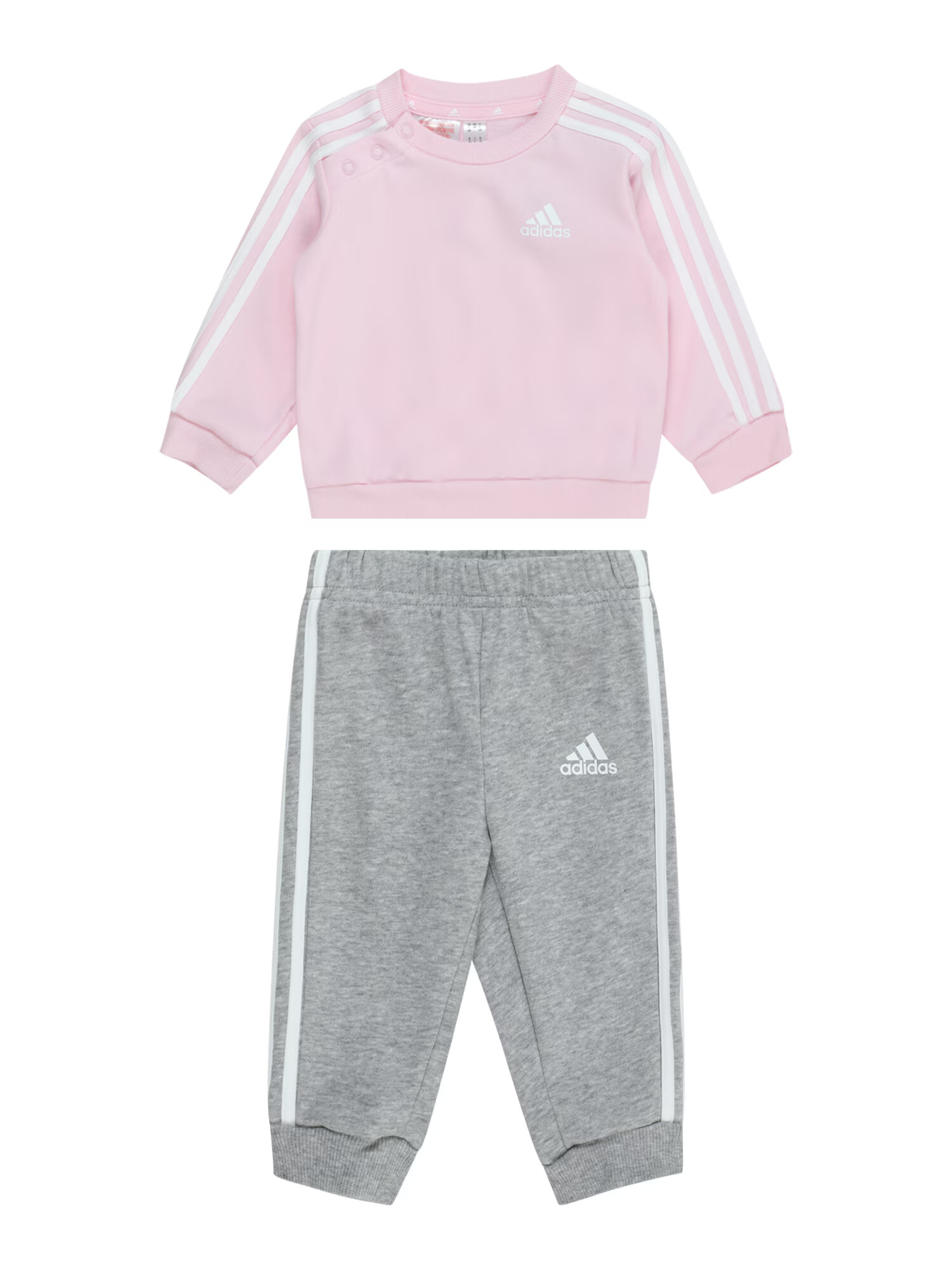 ADIDAS SPORTSWEAR Φόρμα 'Essentials' γκρι μελανζέ / ανοικτό ροζ / λευκό - Pepit.gr