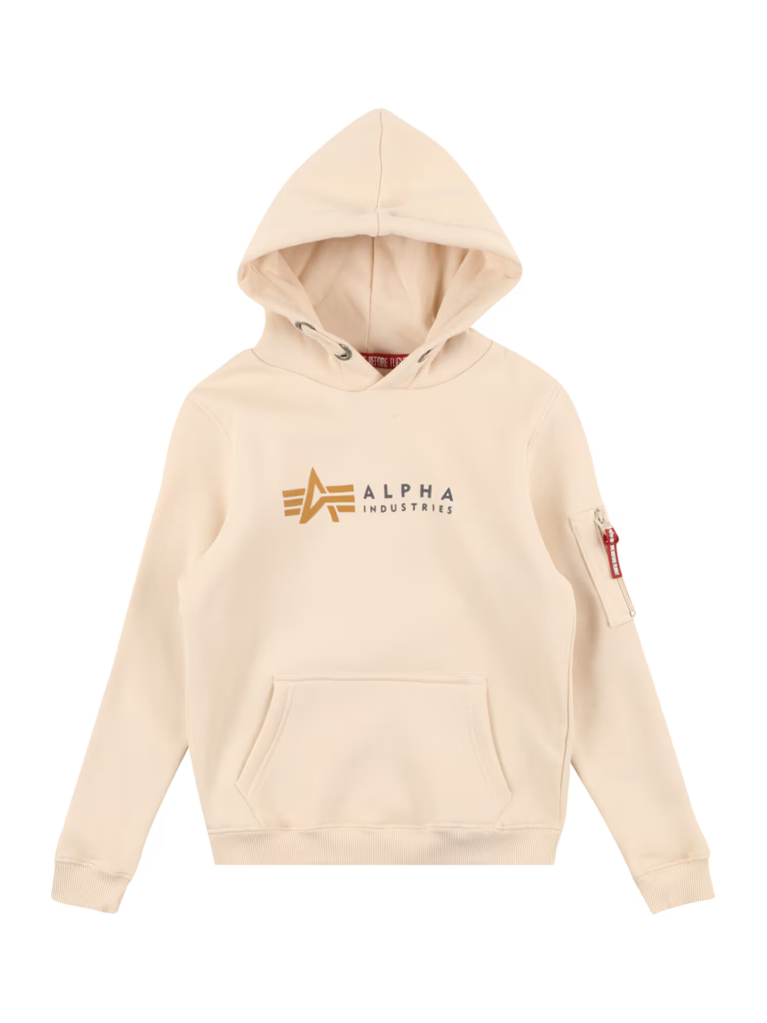 ALPHA INDUSTRIES Μπλούζα φούτερ ανοικτό μπεζ / σέπια / έντονο κόκκινο / μαύρο - Pepit.gr