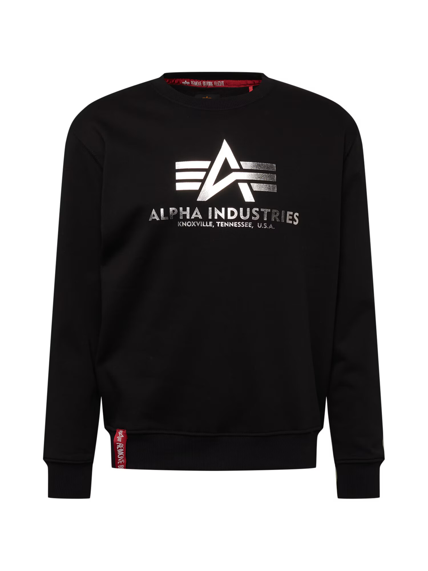 ALPHA INDUSTRIES Μπλούζα φούτερ μαύρο / ασημί - Pepit.gr