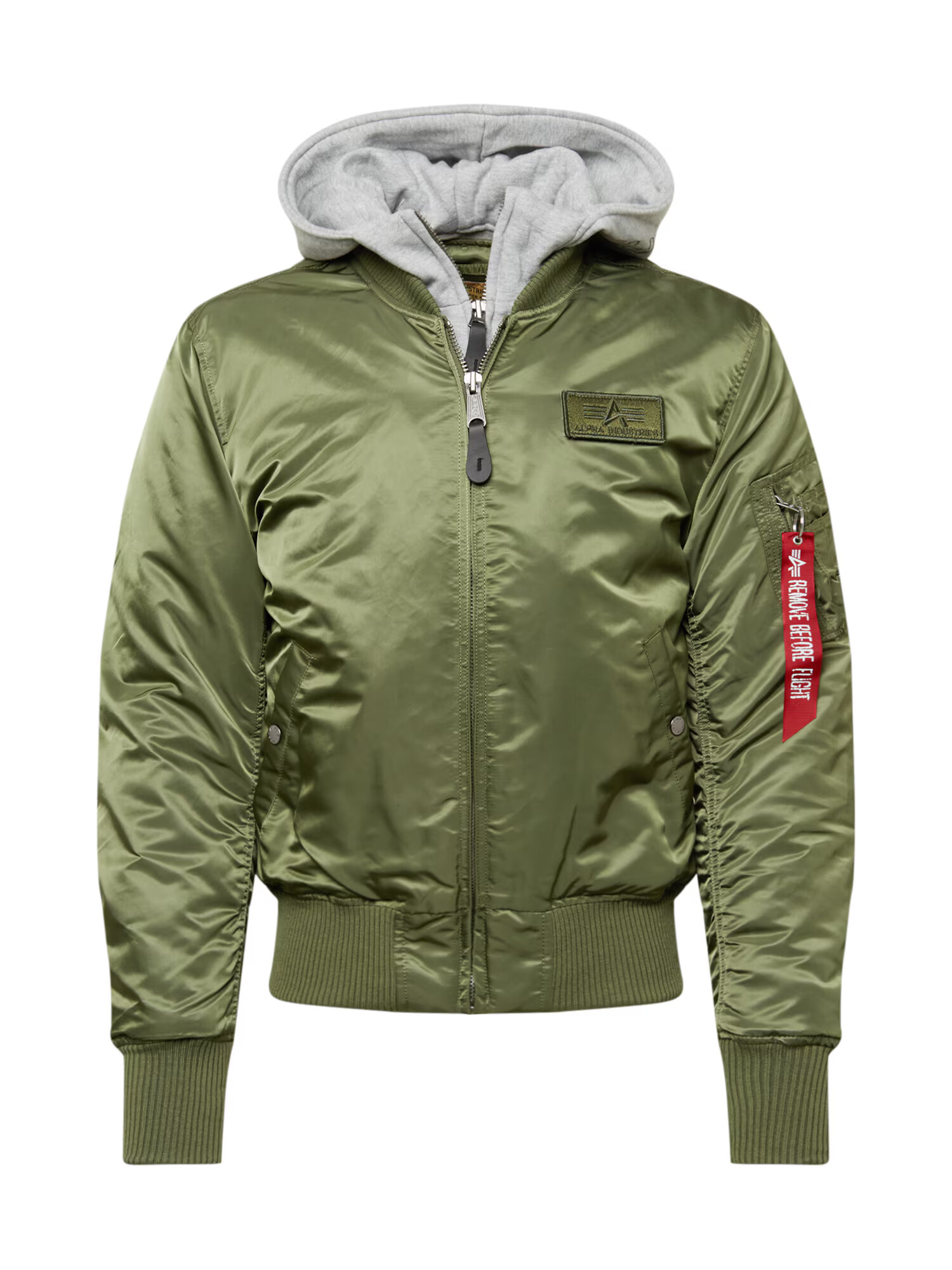 ALPHA INDUSTRIES Φθινοπωρινό και ανοιξιάτικο μπουφάν 'MA-1 D-Tec' γκρι μελανζέ / πράσινο - Pepit.gr