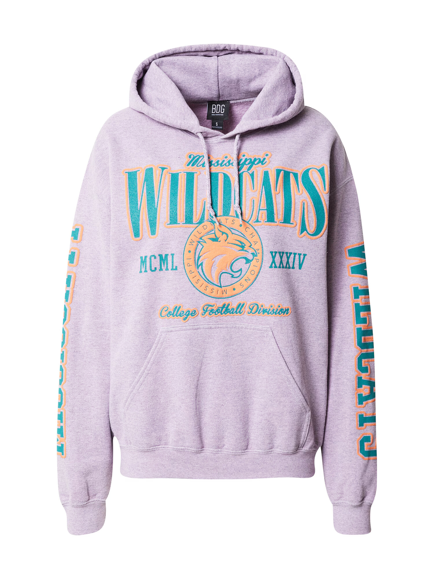 BDG Urban Outfitters Μπλούζα φούτερ 'WILDCATS' πετρόλ / πορτοκαλί / ροζ μελανζέ - Pepit.gr