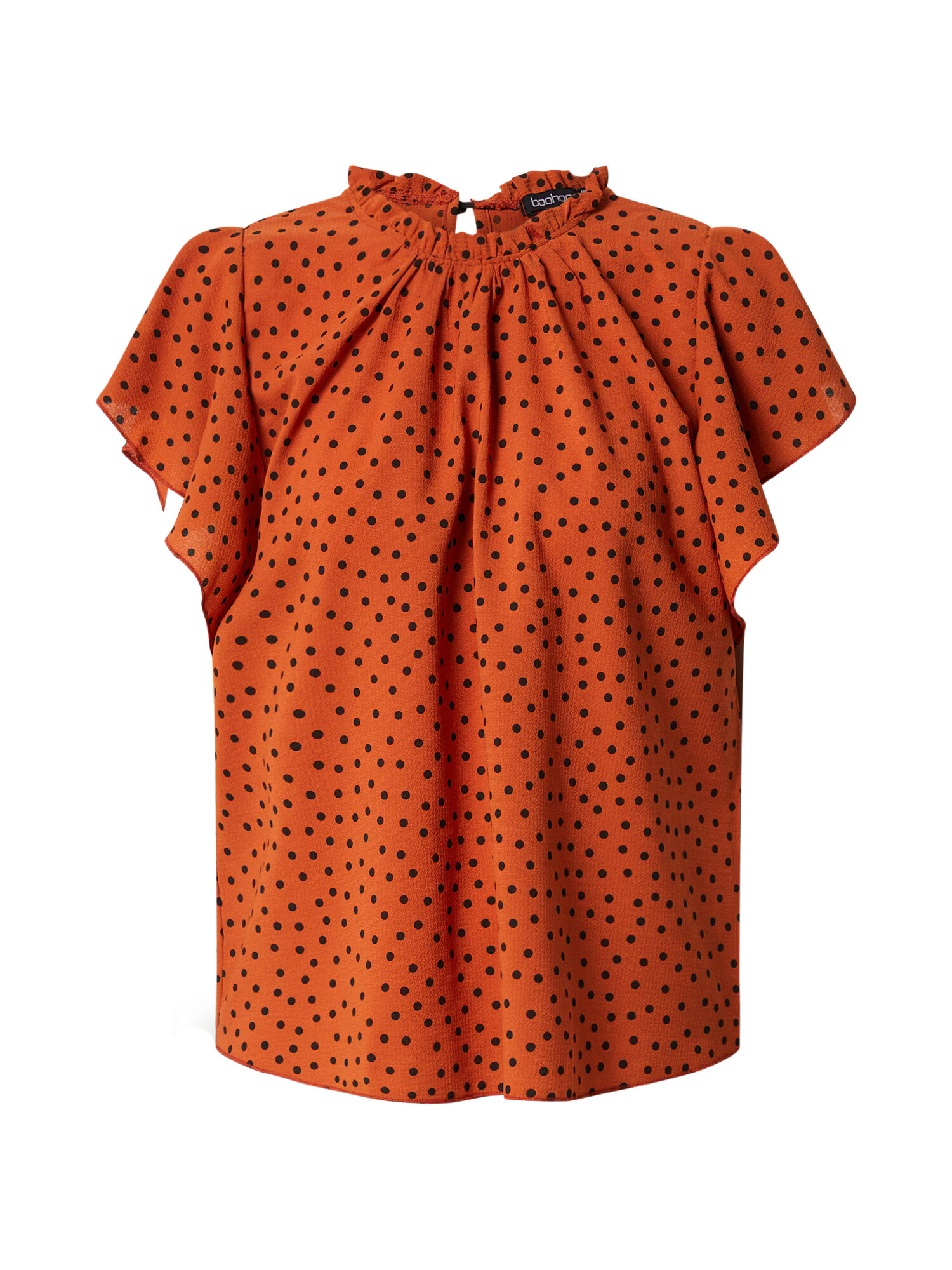 Boohoo Μπλούζα 'Polka Dot Frill' μαύρο - Pepit.gr