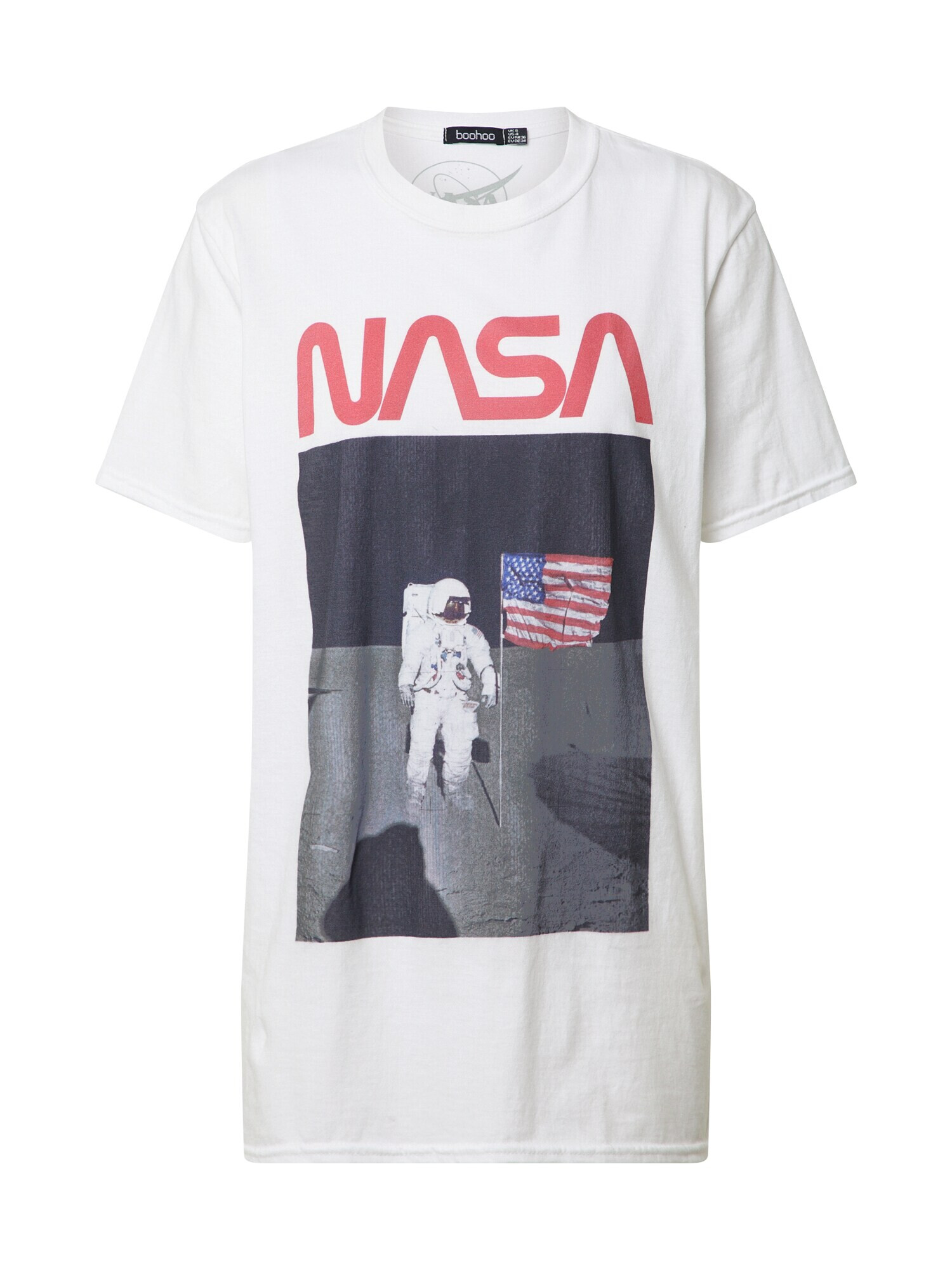 Boohoo Μπλουζάκι 'Nasa' γκρι / ανθρακί / ανοικτό γκρι / κόκκινο παστέλ - Pepit.gr