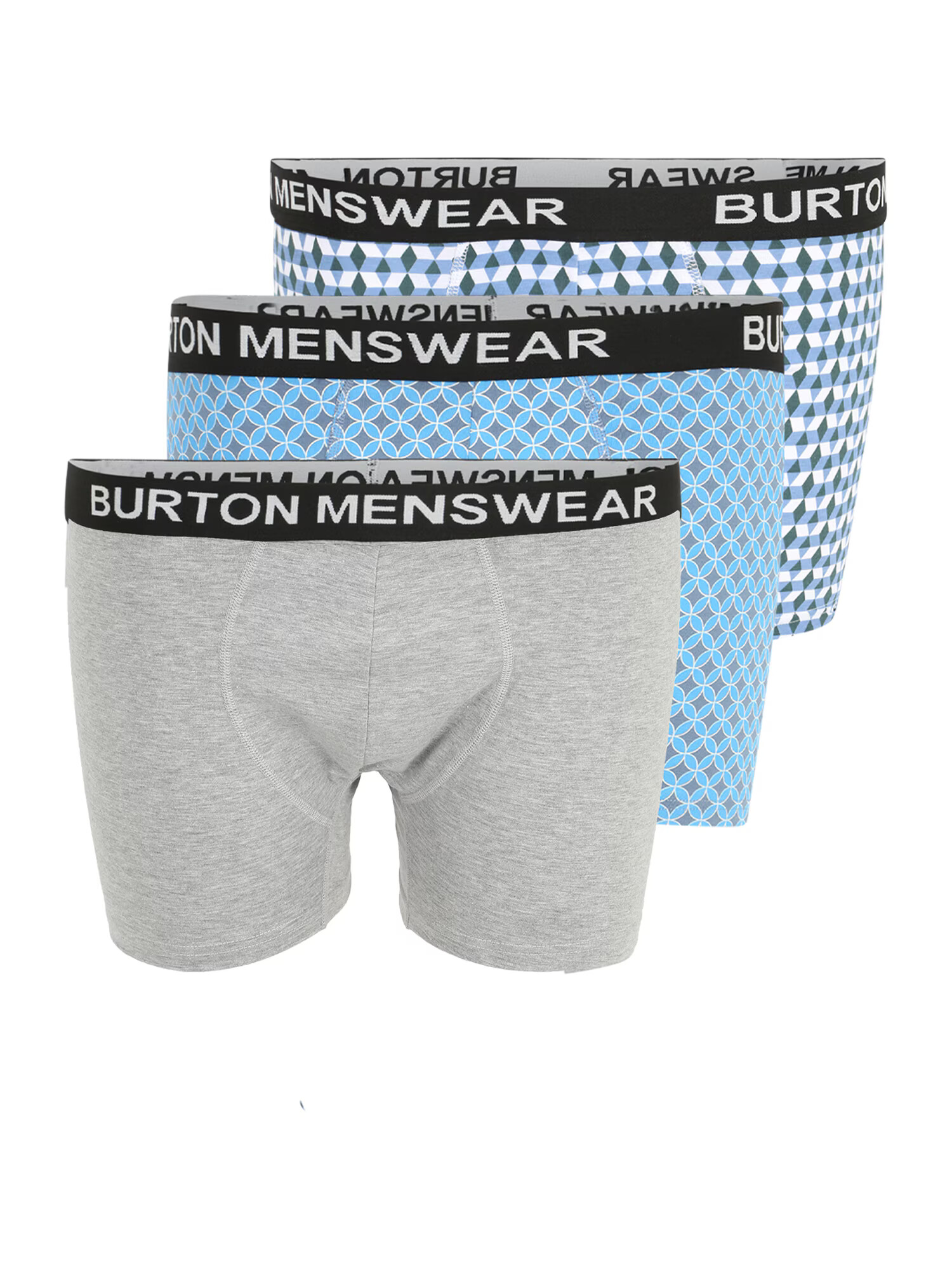 BURTON MENSWEAR LONDON Big & Tall Μποξεράκι μπλε / γκρι μελανζέ / μαύρο / λευκό - Pepit.gr