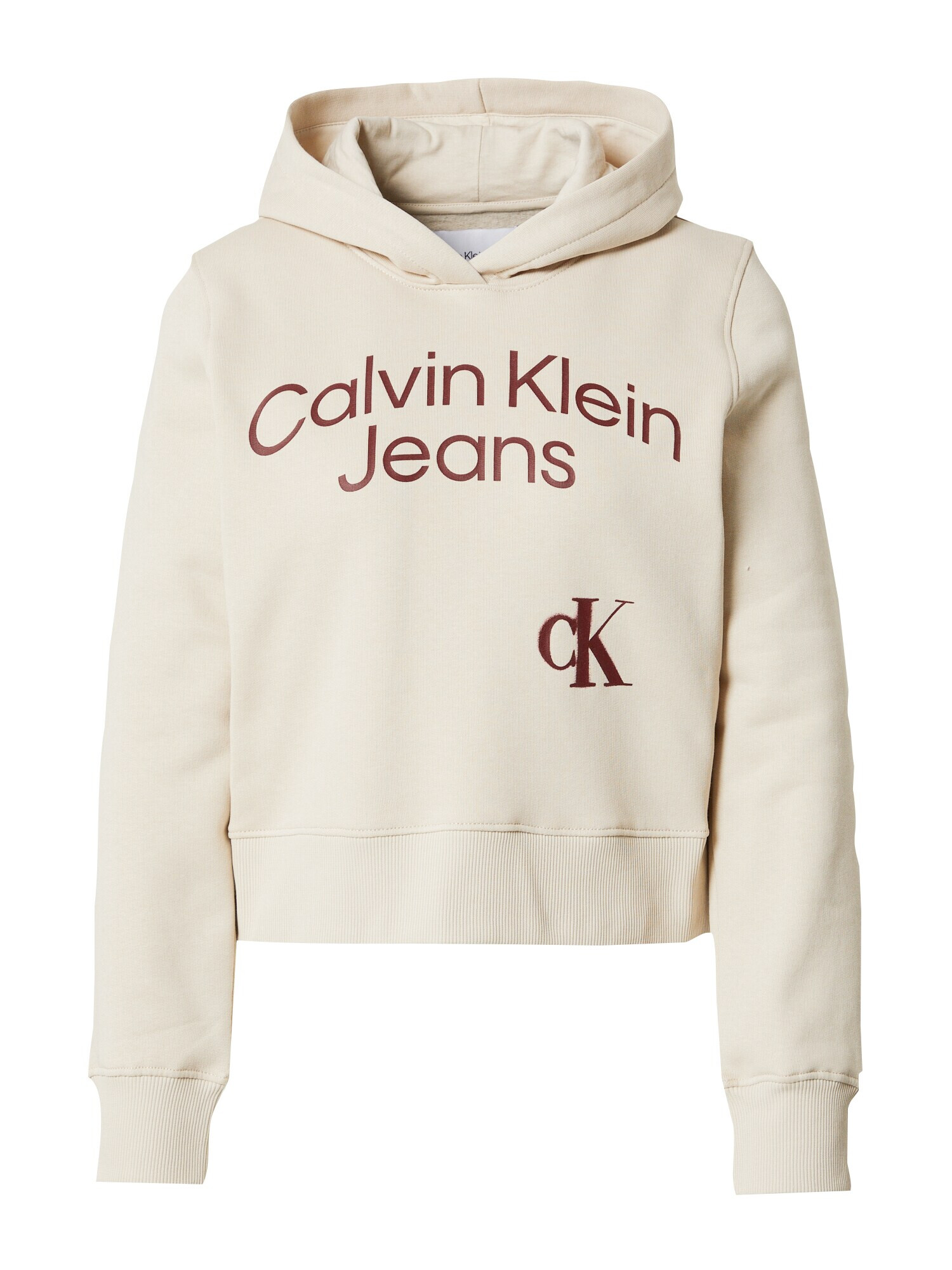 Calvin Klein Jeans Μπλούζα φούτερ μπεζ / κόκκινο κρασί - Pepit.gr