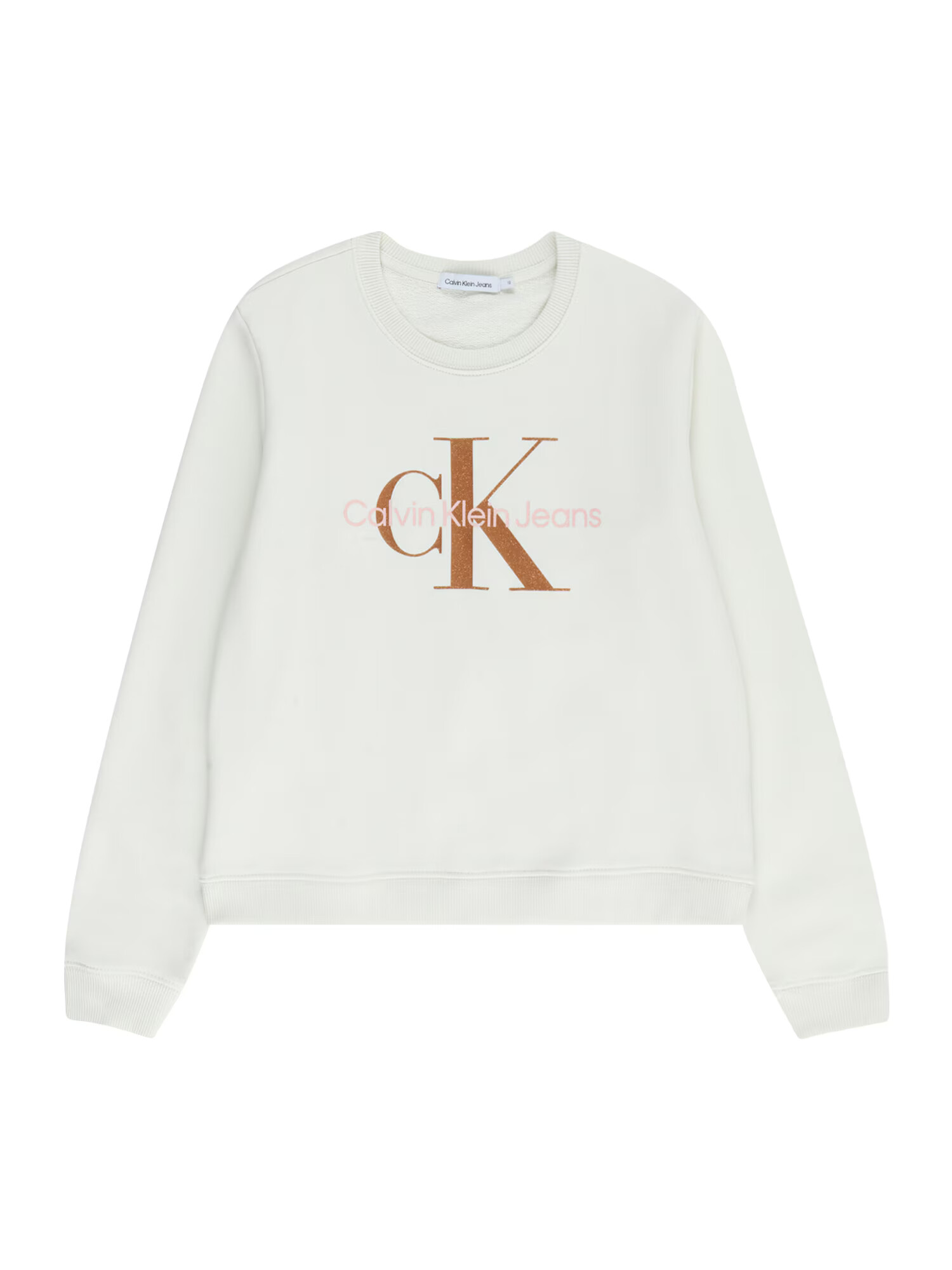 Calvin Klein Jeans Μπλούζα φούτερ μπρονζέ / ρόδινο / offwhite - Pepit.gr