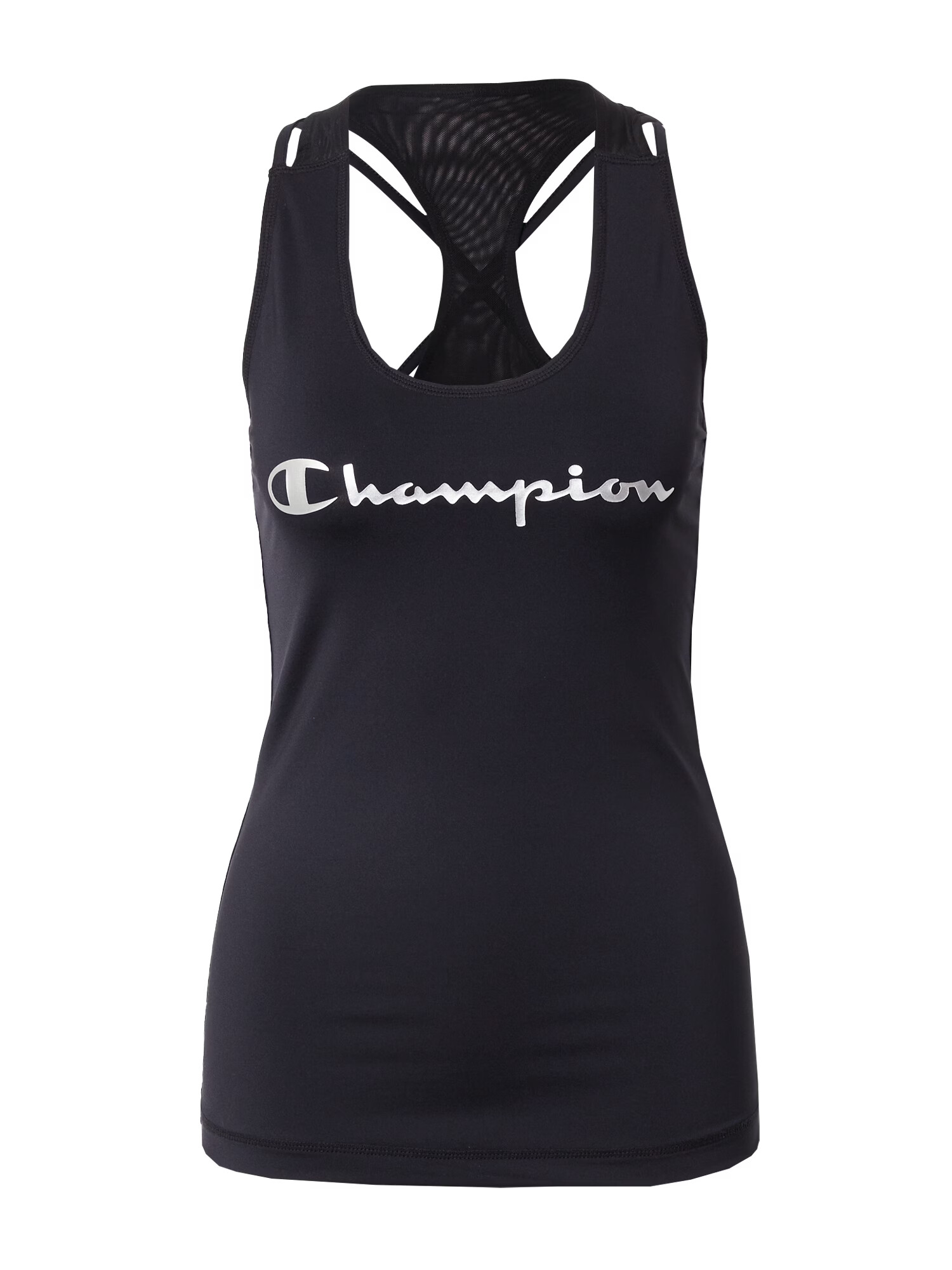 Champion Authentic Athletic Apparel Αθλητικό τοπ μαύρο / ασημί - Pepit.gr