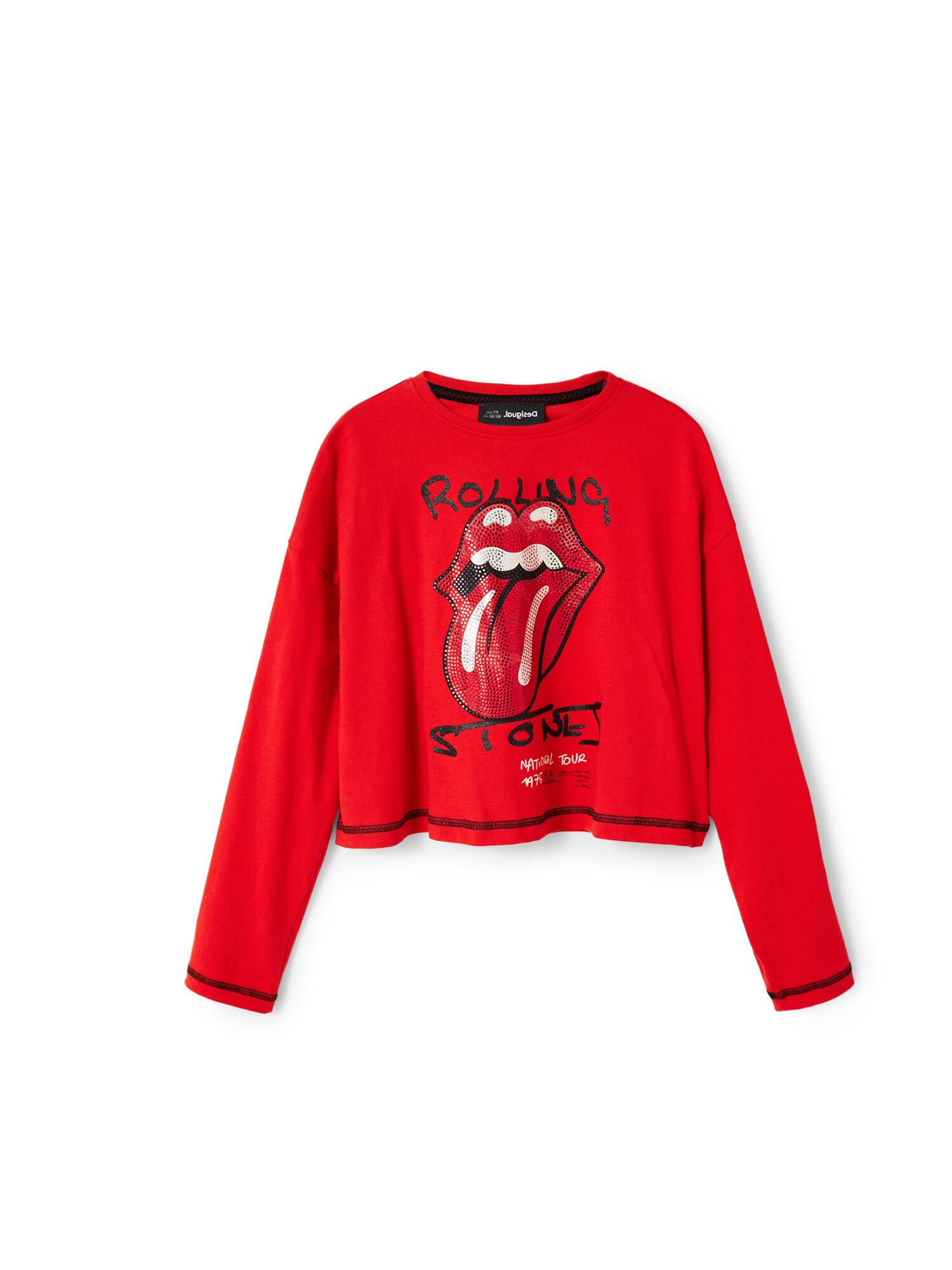 Desigual Μπλουζάκι 'THE ROLLING STONES' κόκκινο / μαύρο / λευκό μελανζέ - Pepit.gr