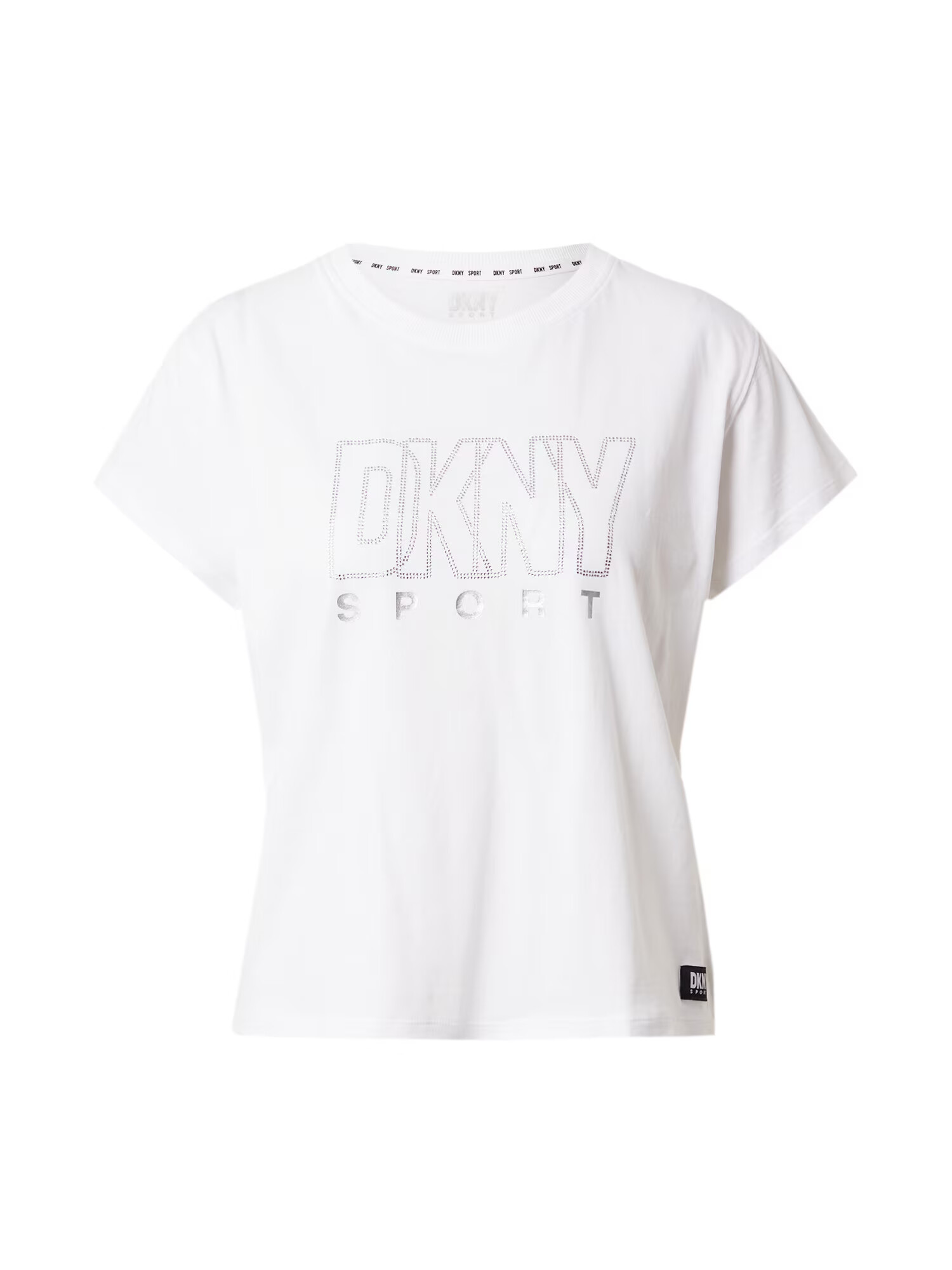 DKNY Performance Λειτουργικό μπλουζάκι ασημόγκριζο / μαύρο μελανζέ / λευκό - Pepit.gr