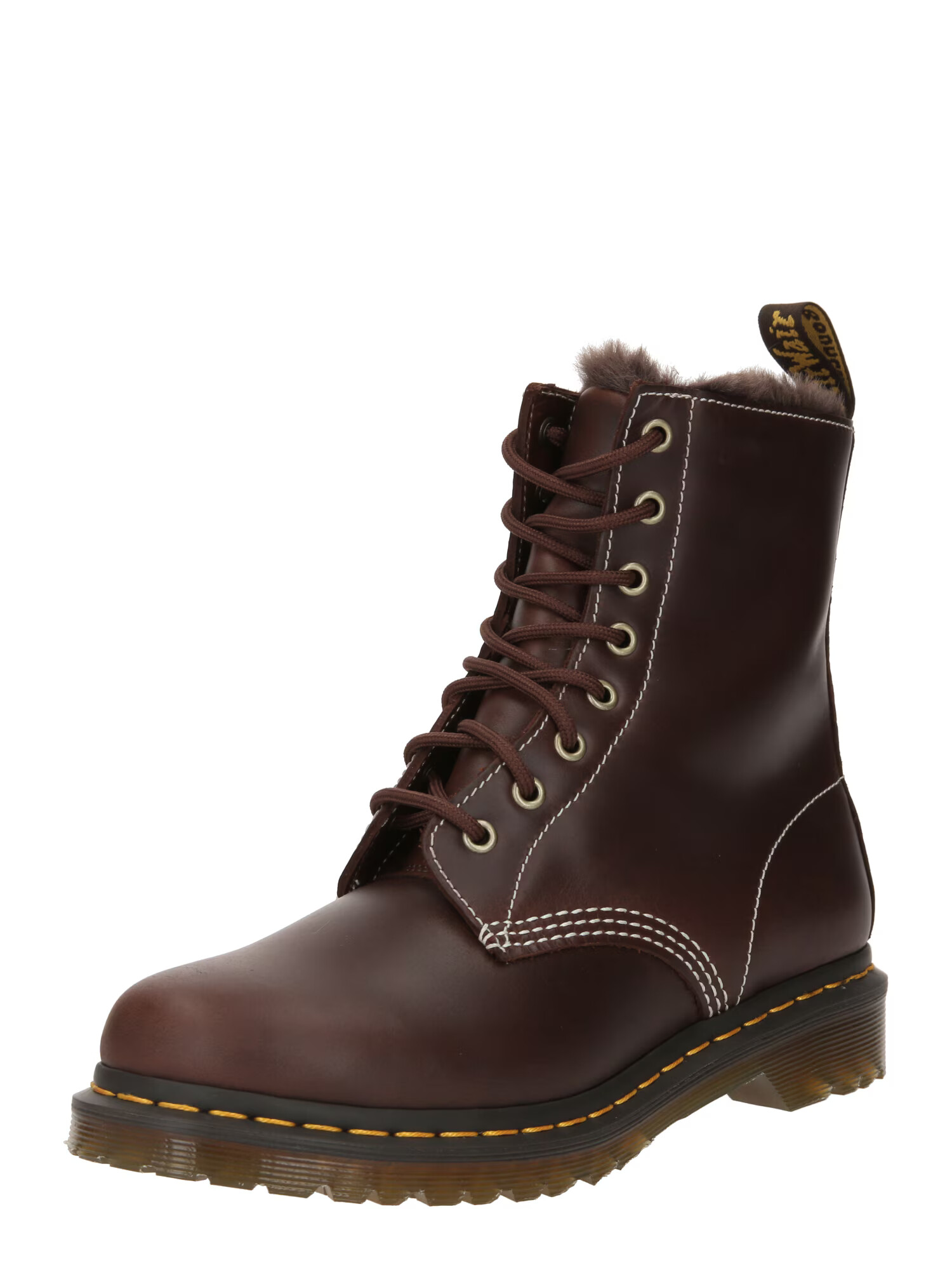 Dr. Martens Μποτάκι με κορδόνια '1460 Serena' σκούρο καφέ / κίτρινο / λευκό - Pepit.gr