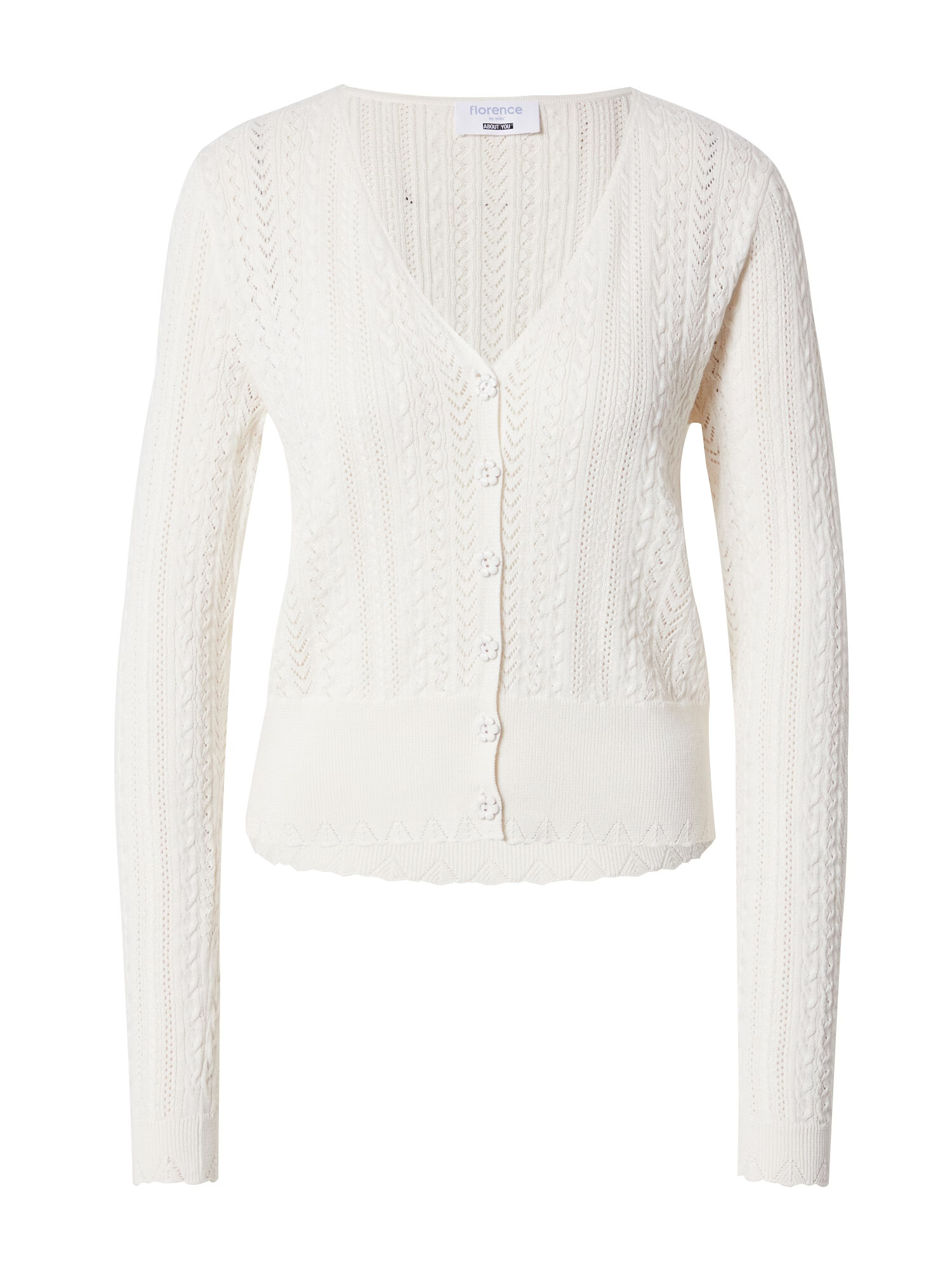 florence by mills exclusive for ABOUT YOU Πλεκτή ζακέτα 'Snowdrop' offwhite - Pepit.gr