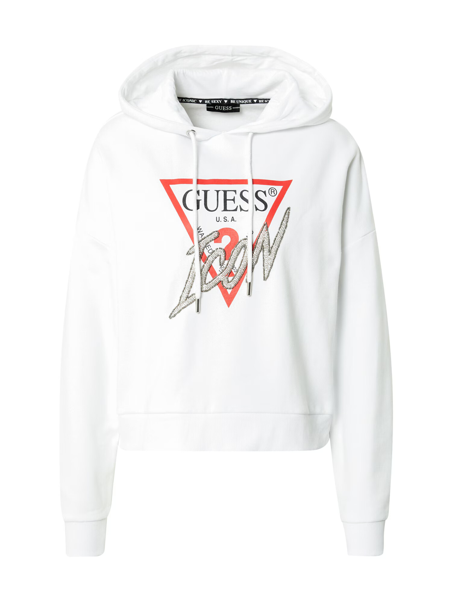 GUESS Μπλούζα φούτερ γρεναδίνη / μαύρο / offwhite - Pepit.gr