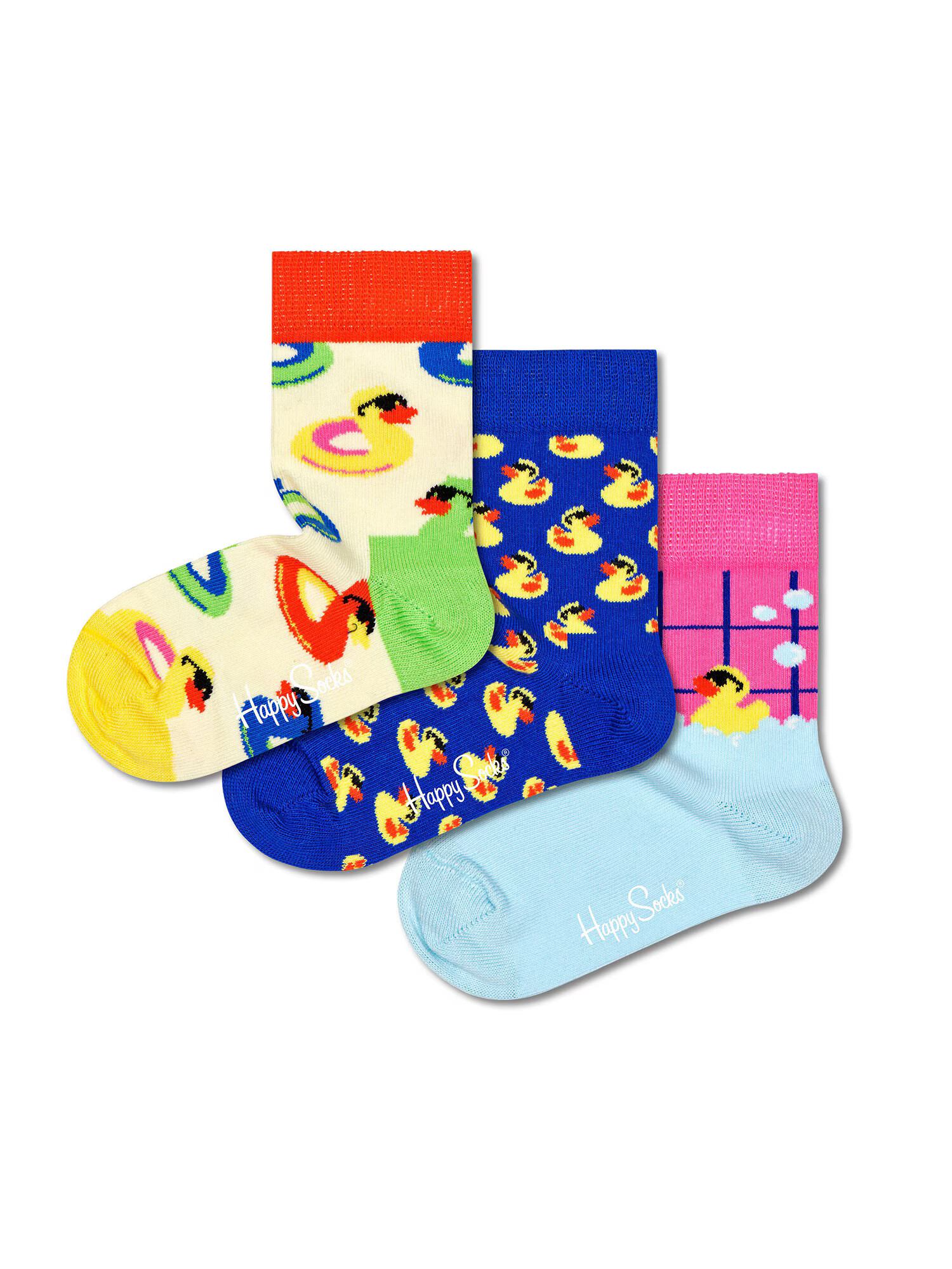 Happy Socks Κάλτσες 'Bathtime' μπλε / κίτρινο παστέλ / ρόδινο / κόκκινο - Pepit.gr