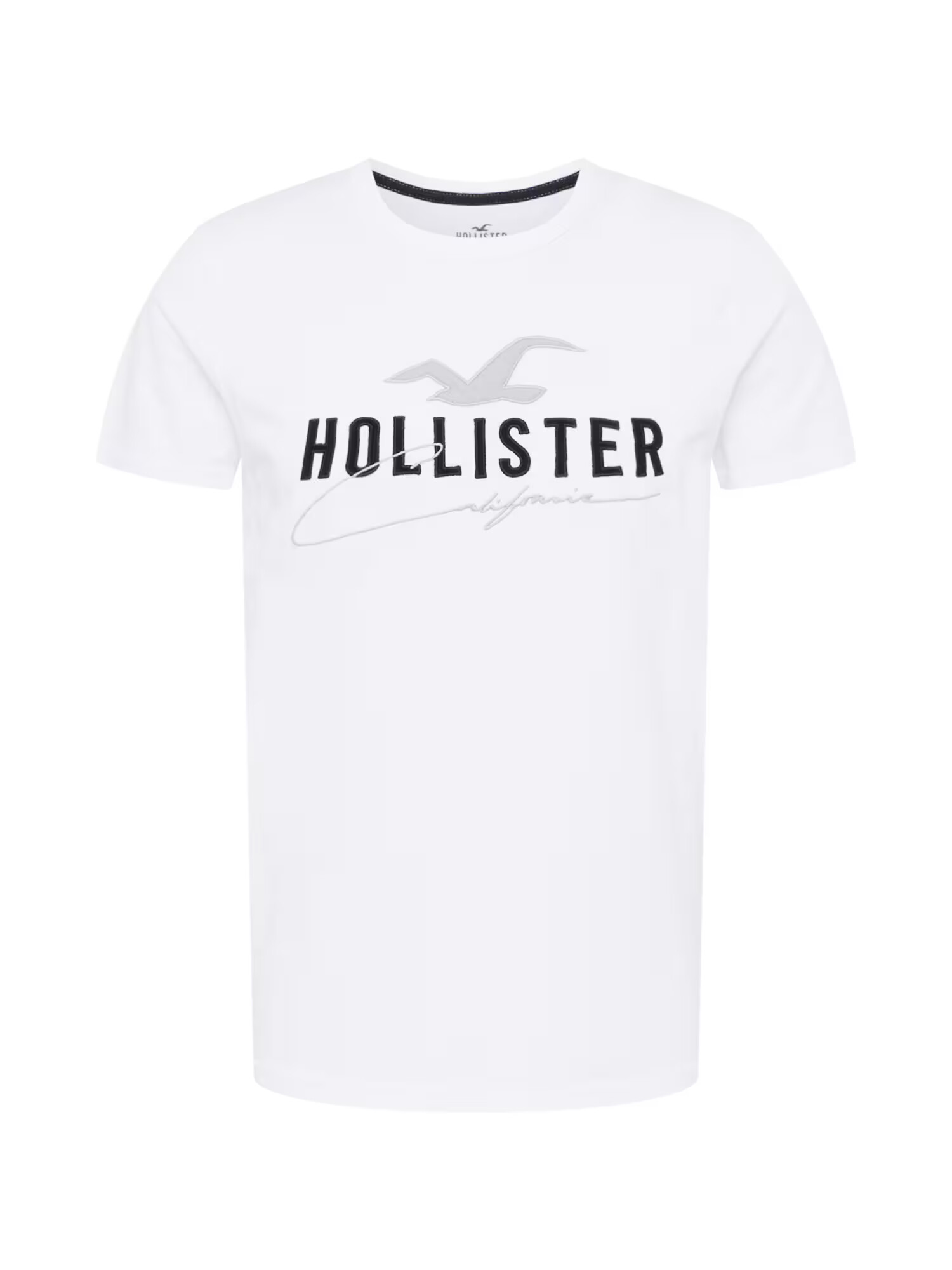 HOLLISTER Μπλουζάκι ανοικτό γκρι / μαύρο / λευκό - Pepit.gr